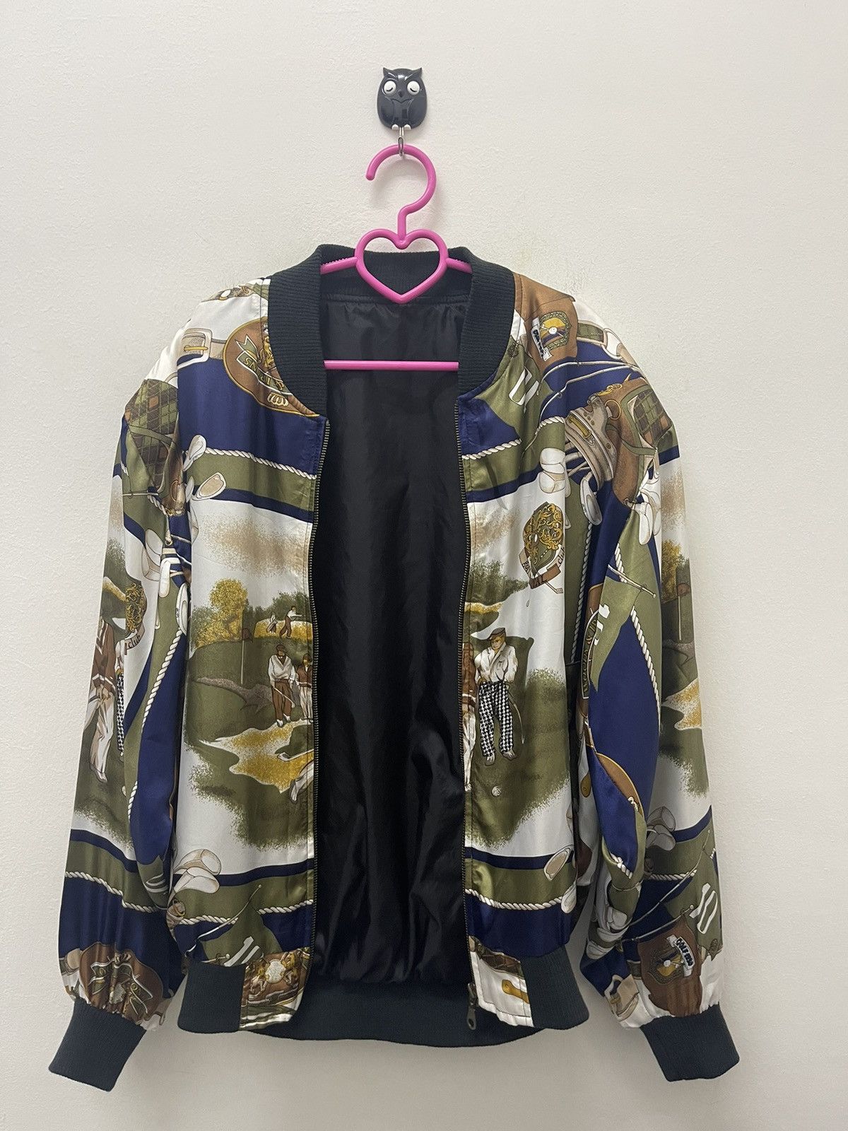 Vintage Rare Vintage GOLF Silk Gold Chain Bomber Baroque Jacket Size US M / EU 48-50 / 2 - 3 Thumbnail
