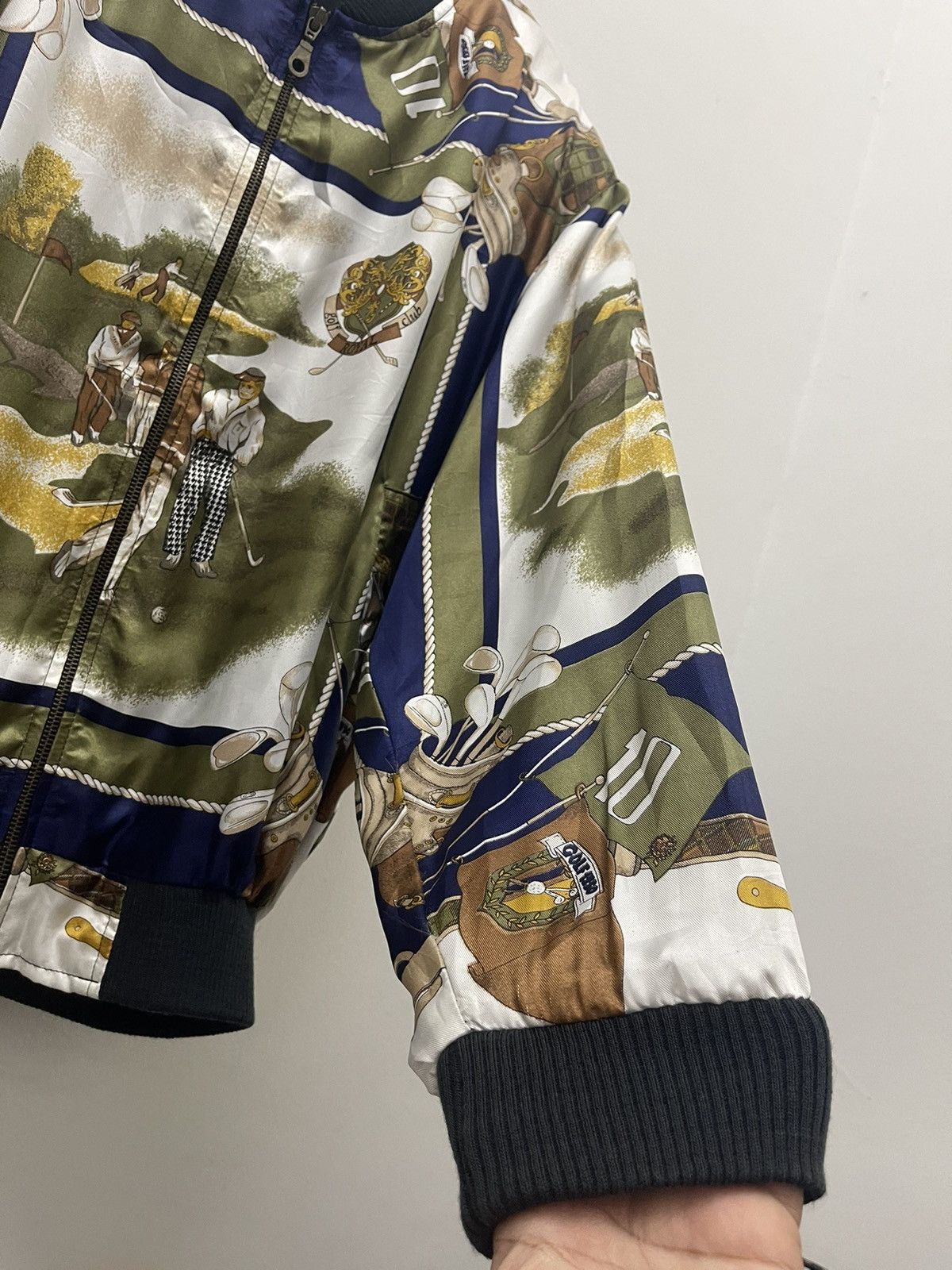 Vintage Rare Vintage GOLF Silk Gold Chain Bomber Baroque Jacket Size US M / EU 48-50 / 2 - 7 Thumbnail