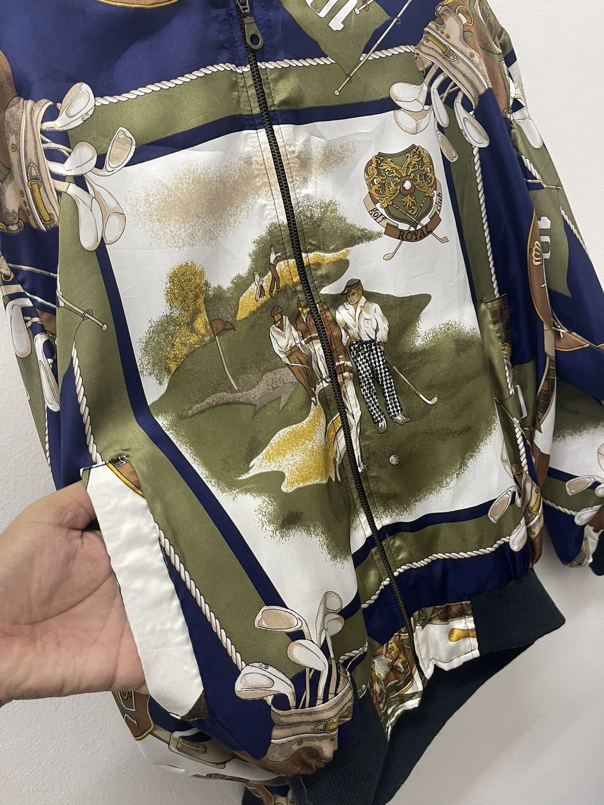 Vintage Rare Vintage GOLF Silk Gold Chain Bomber Baroque Jacket Size US M / EU 48-50 / 2 - 9 Thumbnail