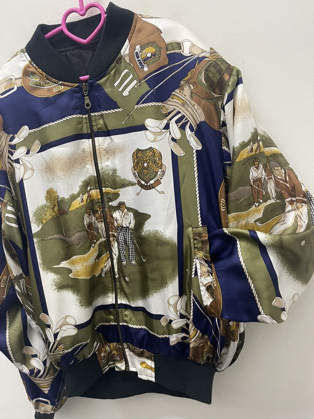 Vintage Rare Vintage GOLF Silk Gold Chain Bomber Baroque Jacket Size US M / EU 48-50 / 2 - 8 Thumbnail