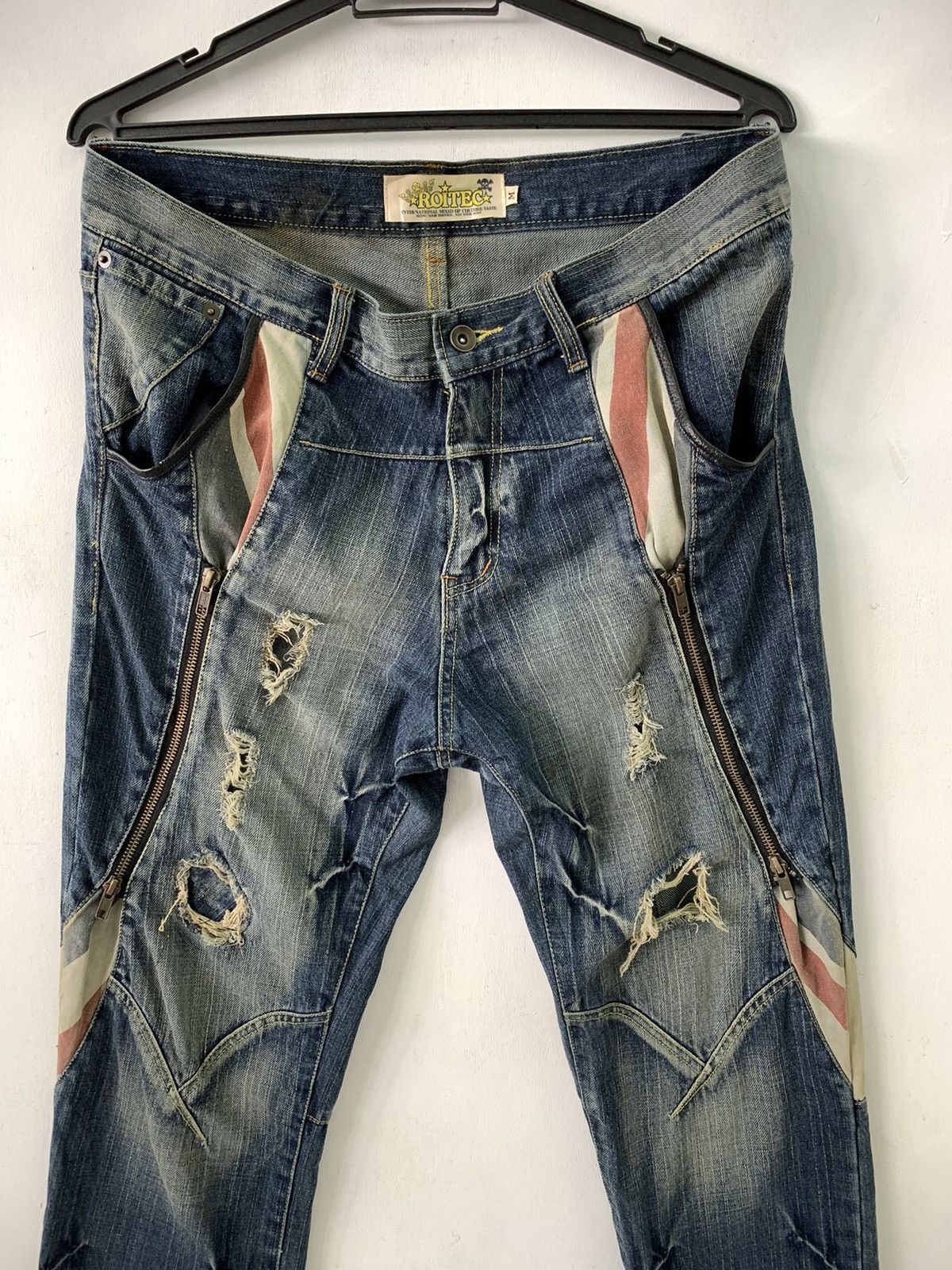 Designer Bondage Punk Distressed Denim Pant Roitec Size US 34 / EU 50 - 2 Thumbnail