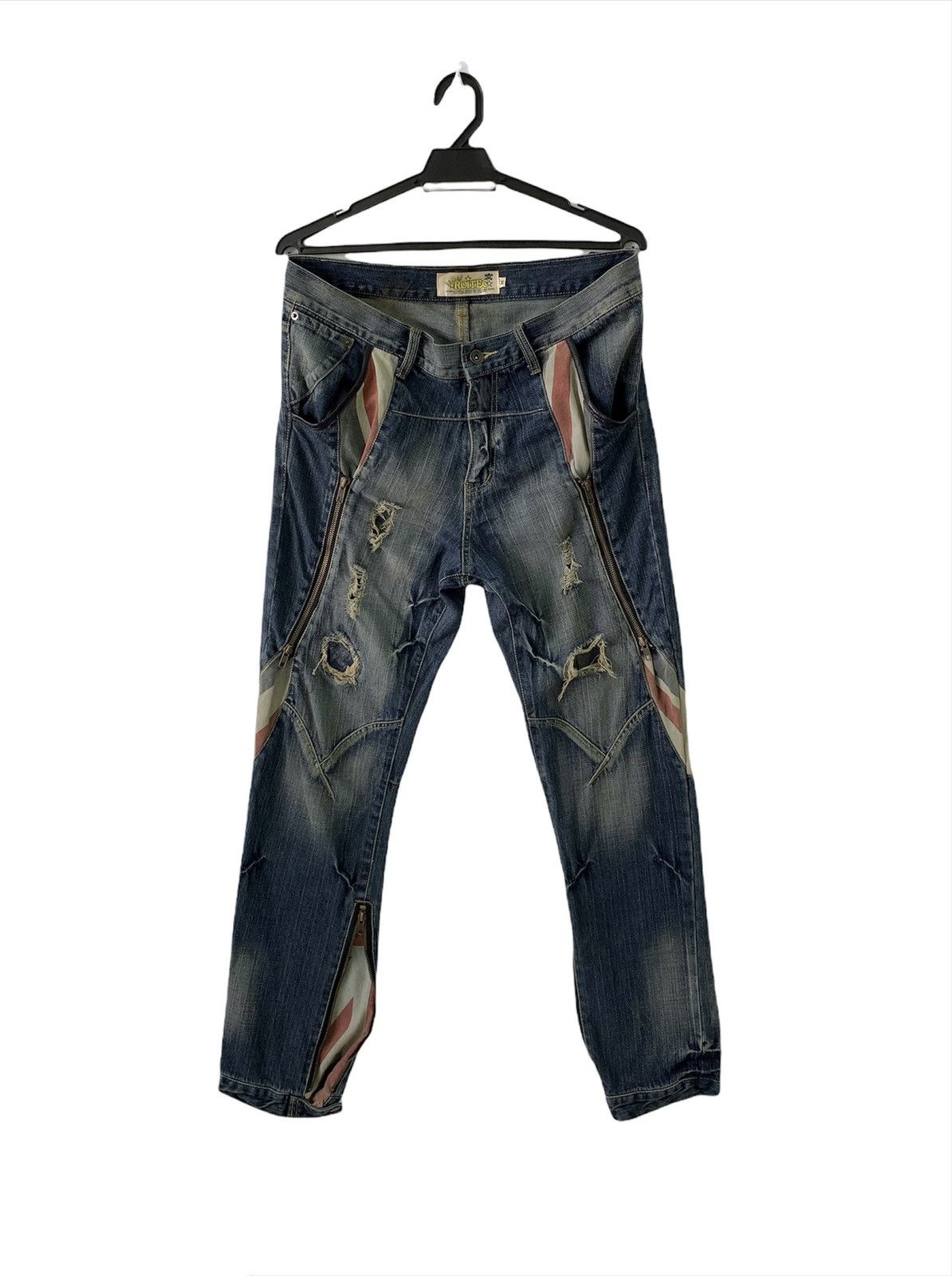 Designer Bondage Punk Distressed Denim Pant Roitec Size US 34 / EU 50 - 1 Thumbnail