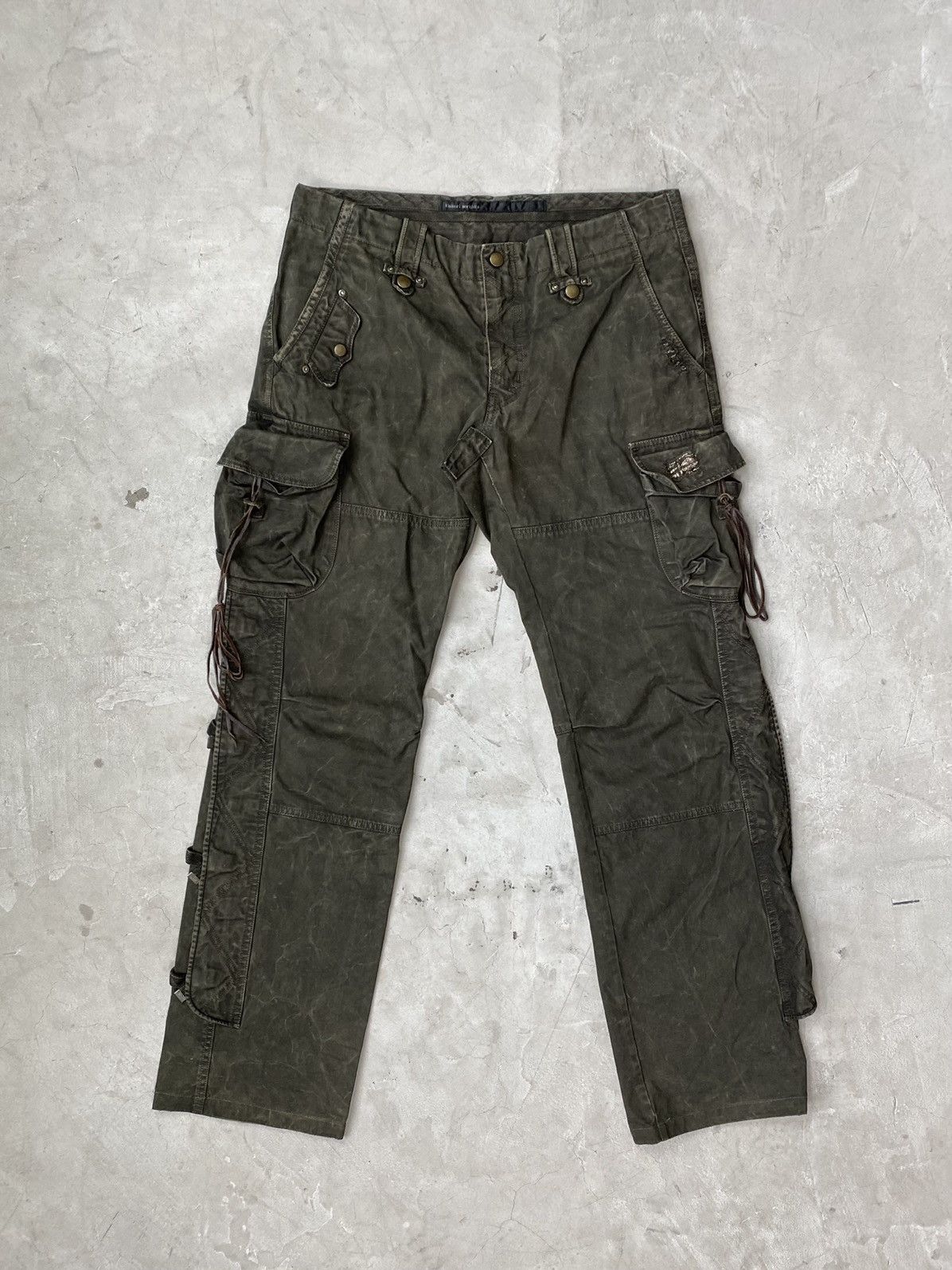 image of Kiminori Morishita Waxed Cotton Garment Dyed Cargos in Mus Dyed, Men's (Size 32)