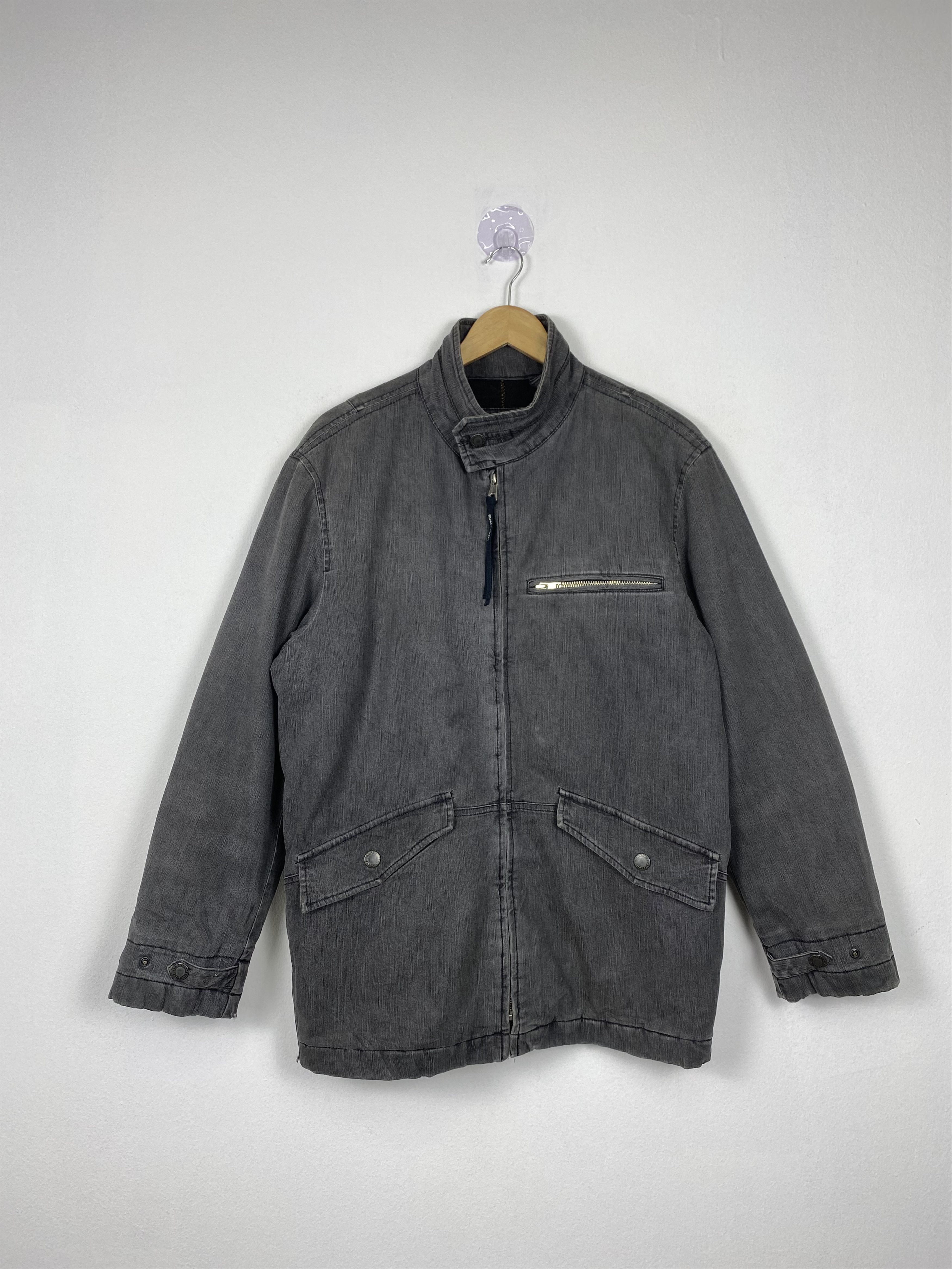 image of Vintage Michelotti Sunfaded Fleece Lining Zip Up Jacket in Faded Black, Men's (Size Small)