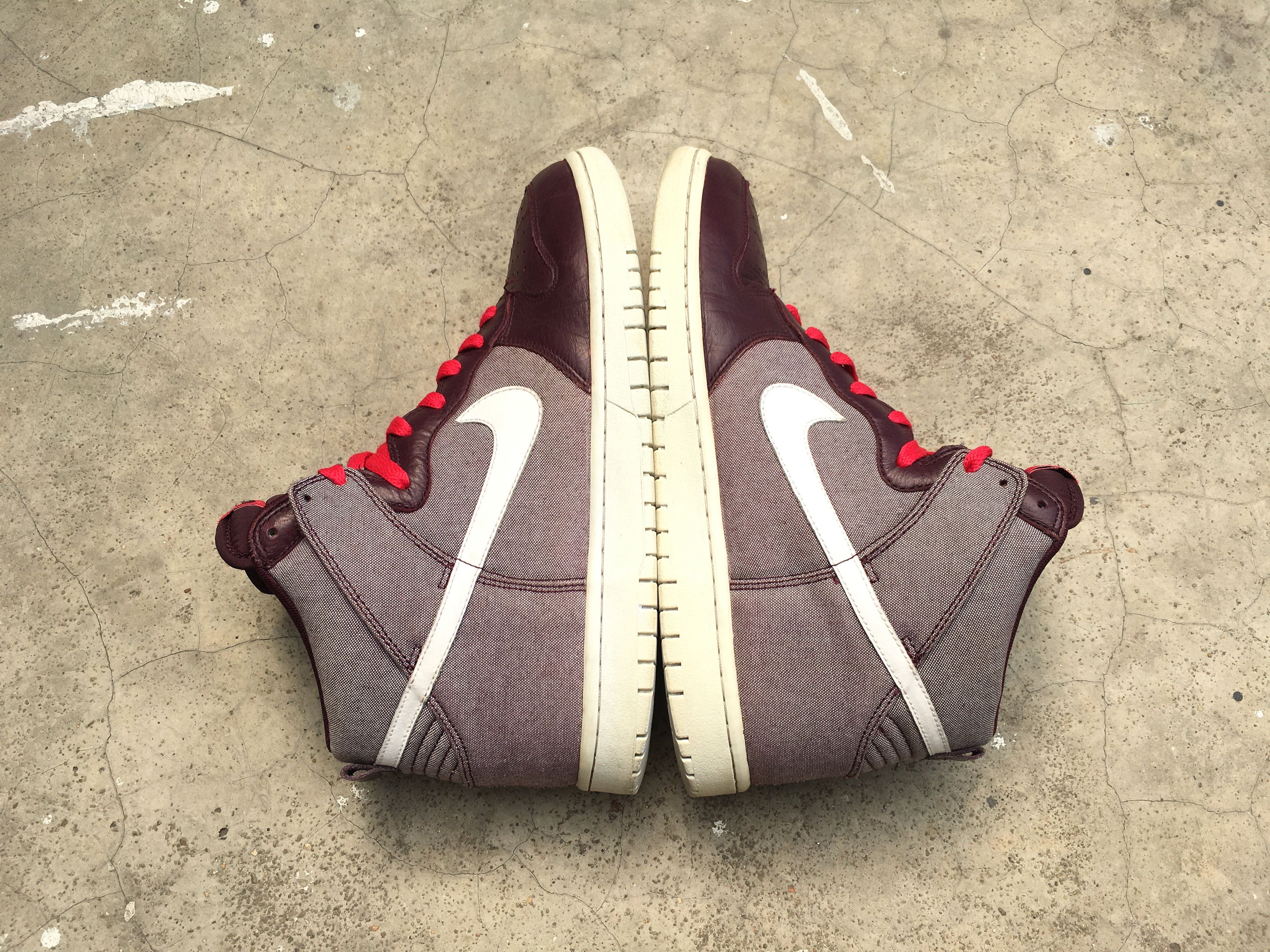 Nike Nike Dunk High Premium Red Mahogany White Denim Pack Size US 10 / EU 43 - 3 Thumbnail