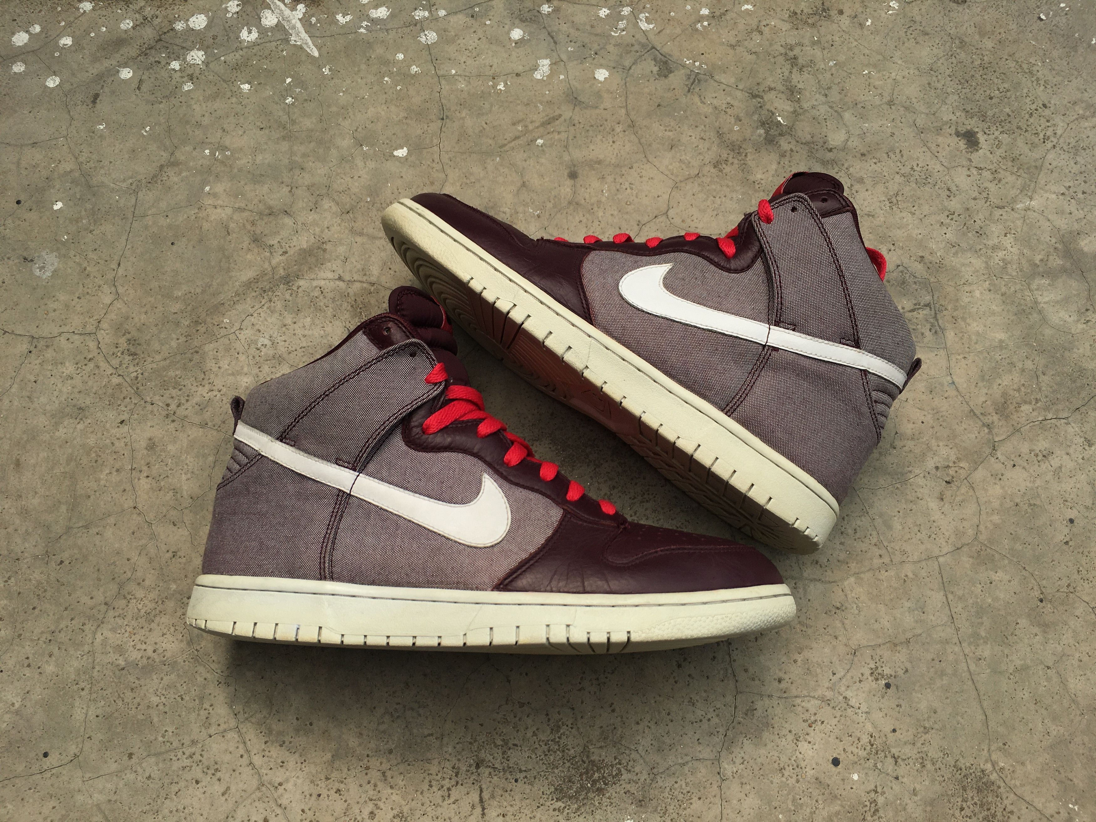 Nike Nike Dunk High Premium Red Mahogany White Denim Pack Size US 10 / EU 43 - 5 Thumbnail