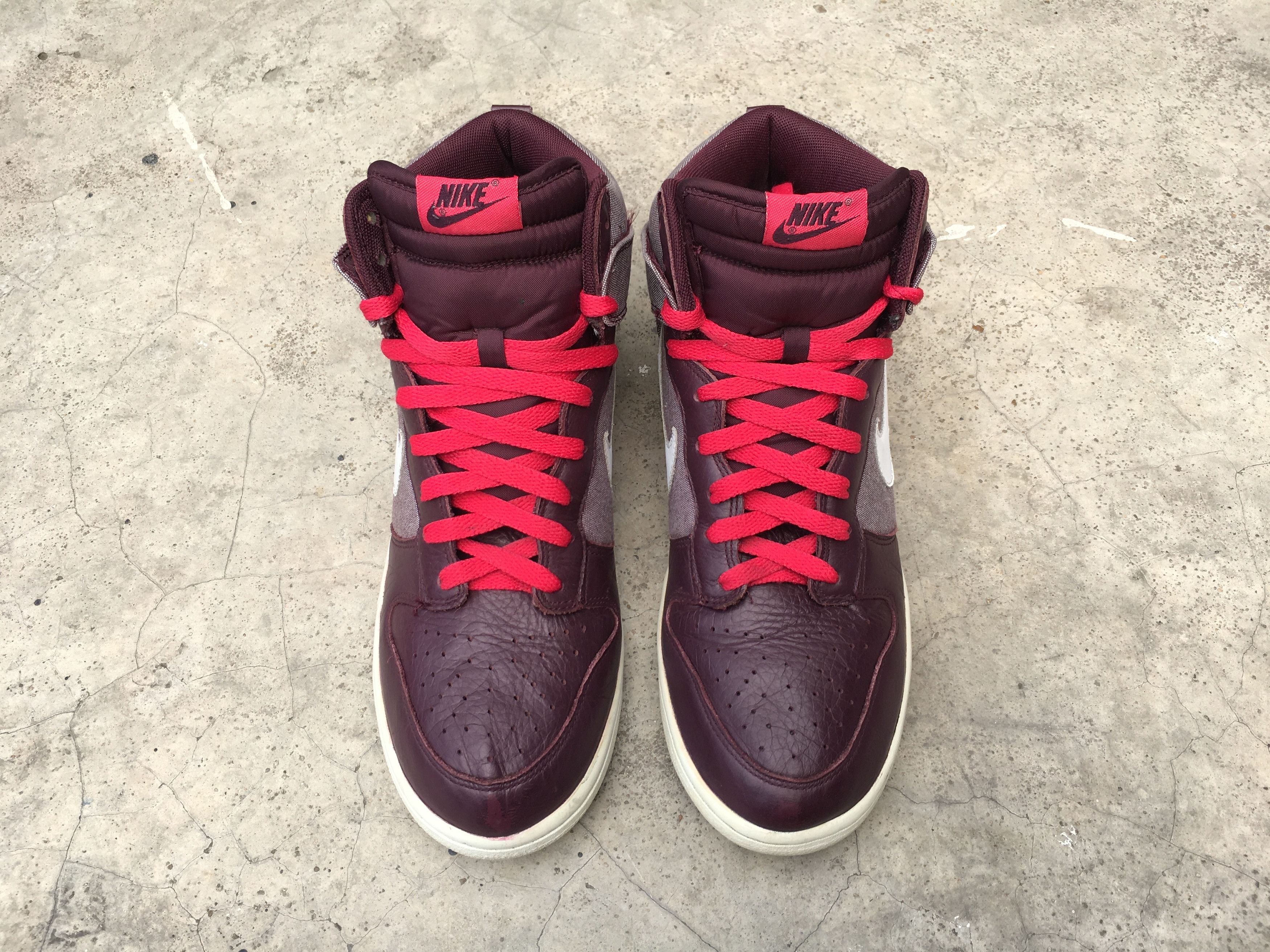 Nike Nike Dunk High Premium Red Mahogany White Denim Pack Size US 10 / EU 43 - 6 Thumbnail