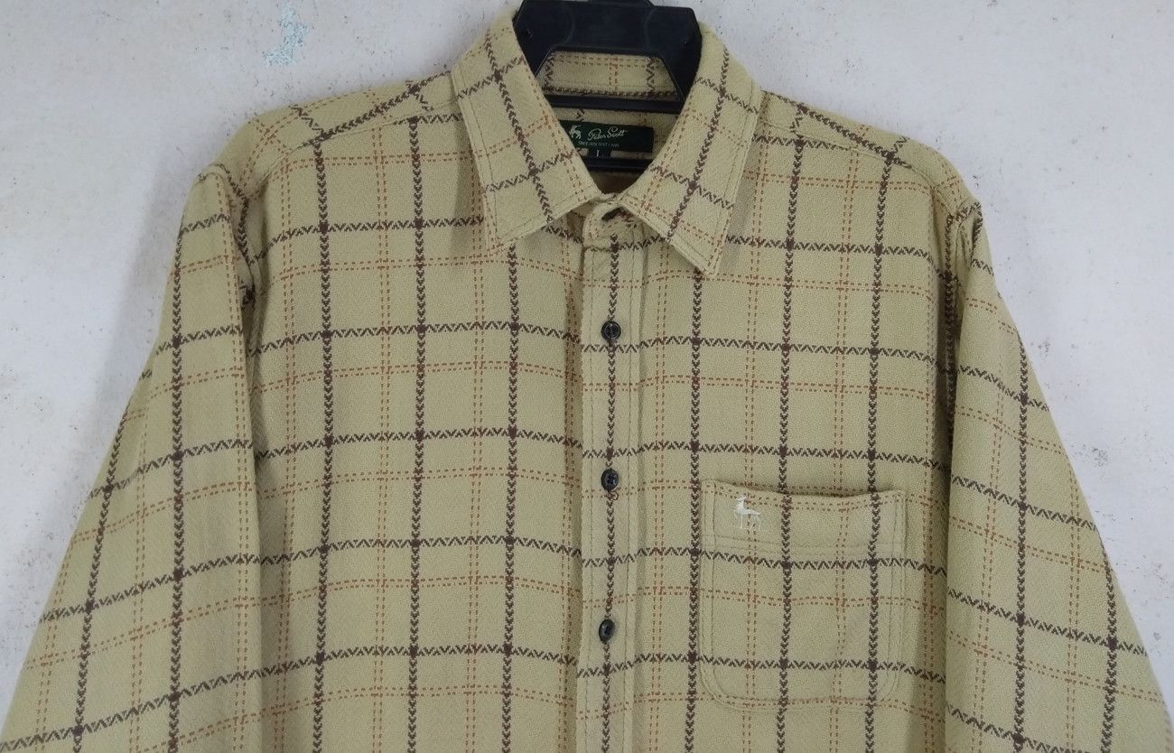 Flannel × Japanese Brand × Pringle Of Scotland PETER SCOTT Scotland Striped Plaid Flannel ButtonUp Shirt Size US M / EU 48-50 / 2 - 2 Thumbnail