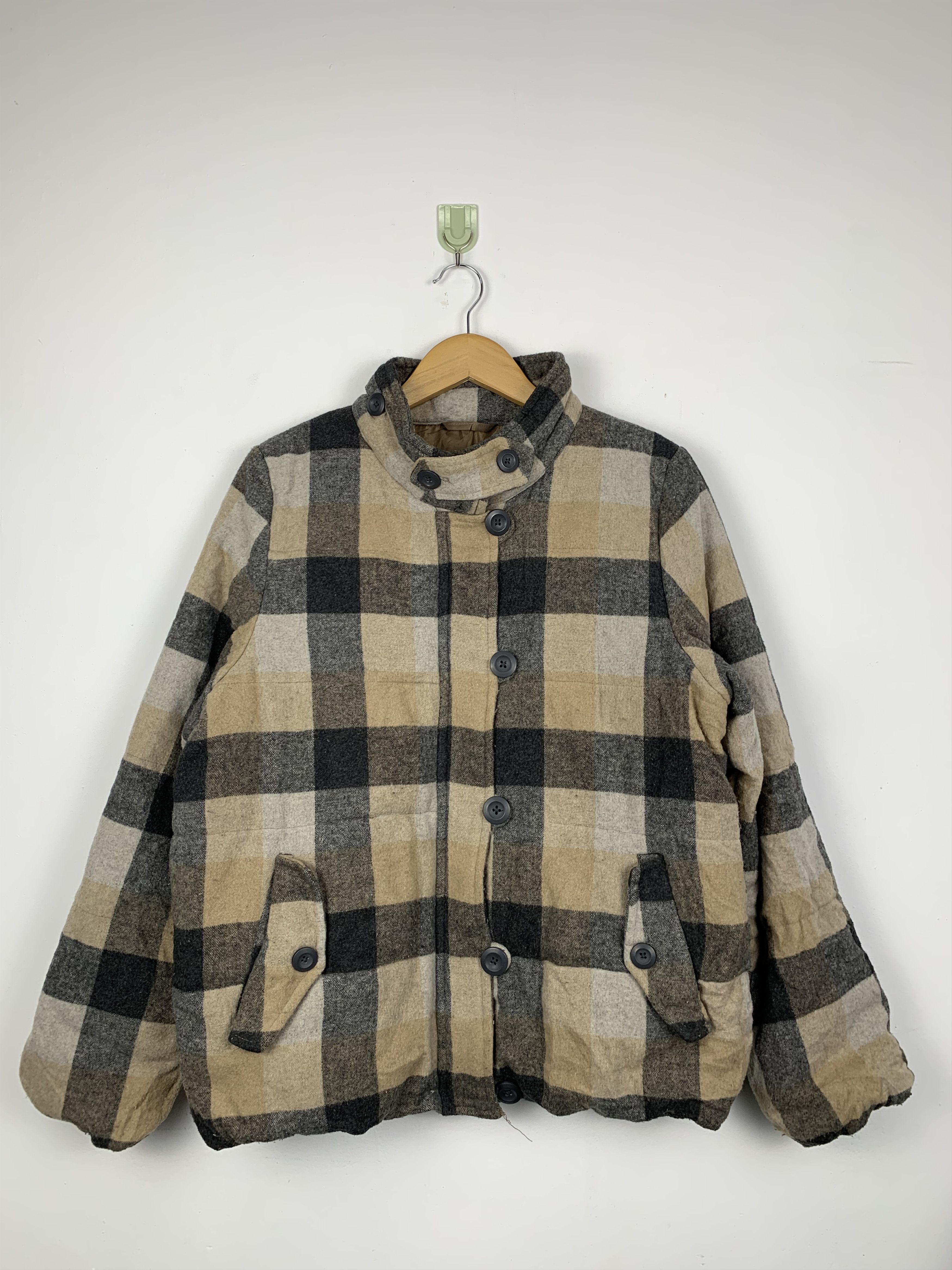 ジャケット・アウター 80s old UNIQLO check wool jacket Rare 80S Old Uniqlo Ombre Shadow Check Wool Coat L | eBay
