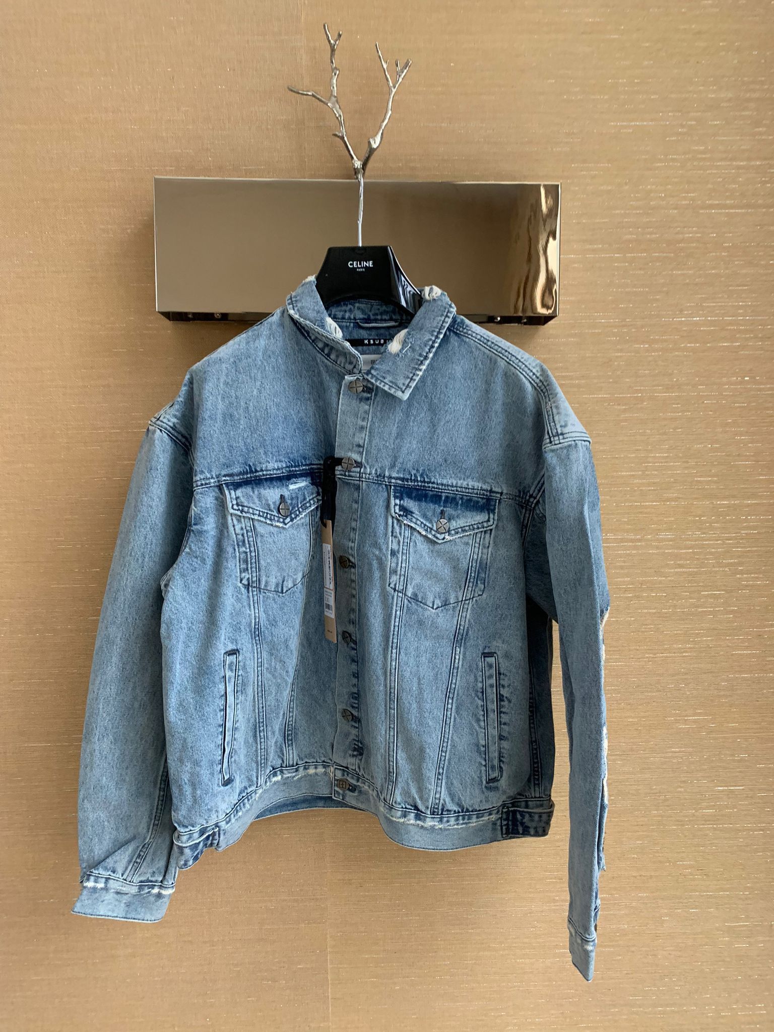 Ksubi Distressed Denim Jacket in Light Blue Size US XXL / EU 58 / 5 - 3 Thumbnail