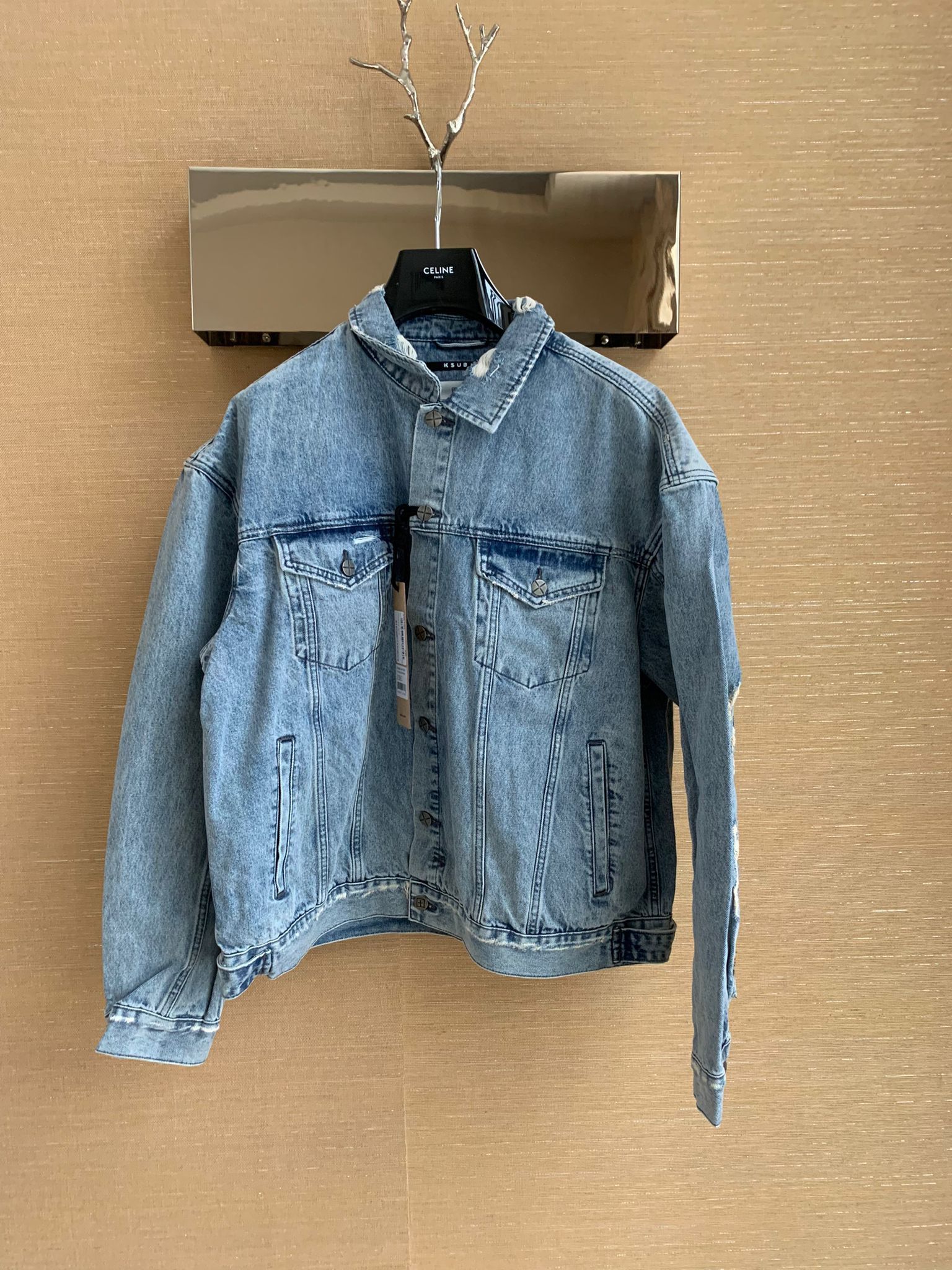 Ksubi Distressed Denim Jacket in Light Blue Size US XXL / EU 58 / 5 - 1 Thumbnail