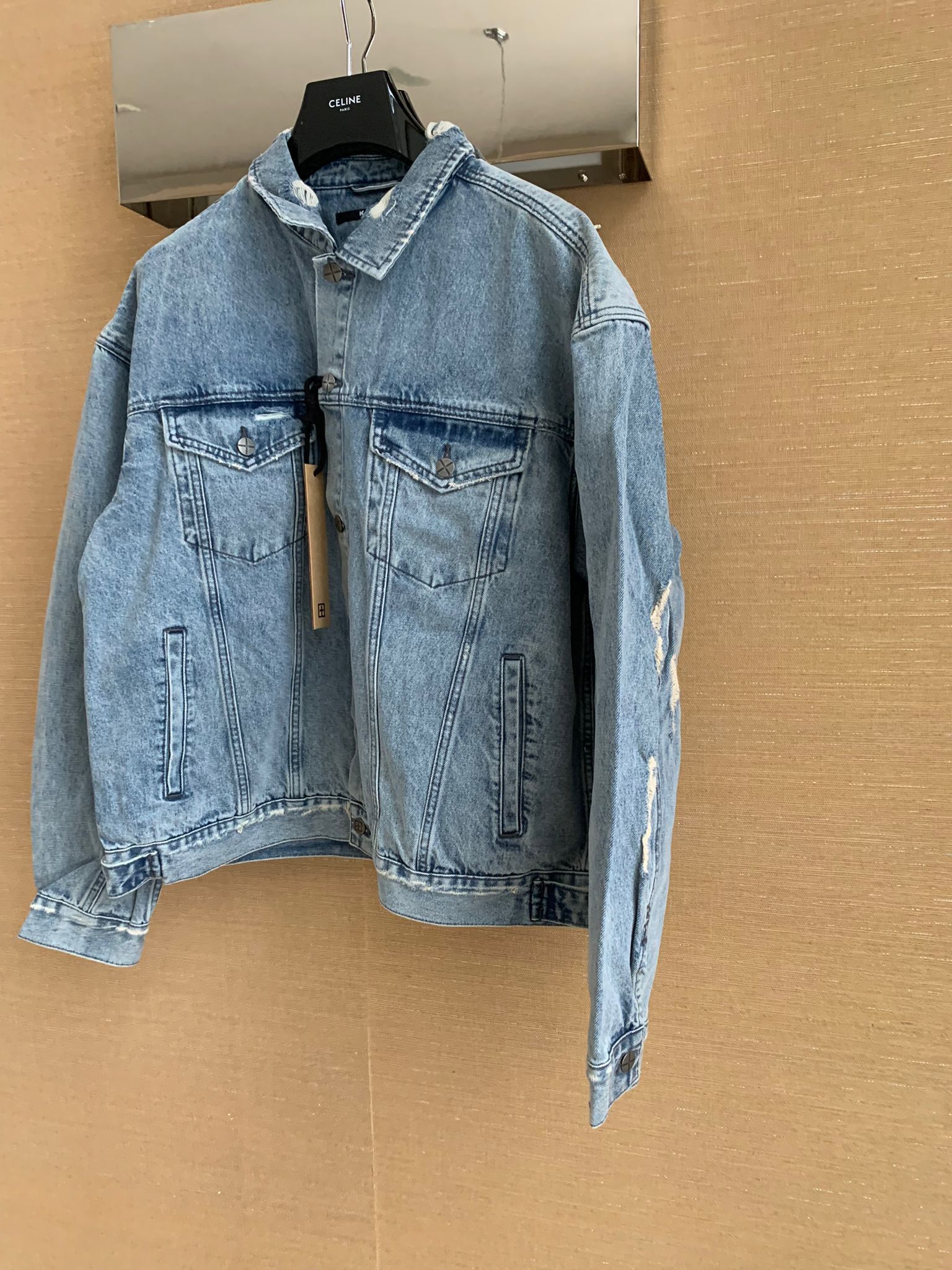Ksubi Distressed Denim Jacket in Light Blue Size US XXL / EU 58 / 5 - 8 Thumbnail
