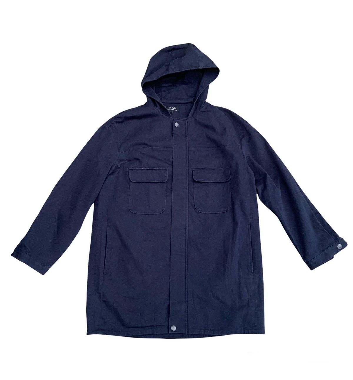 image of A P C Cotton- Twill Trench Coat in Navy, Men's (Size Medium)