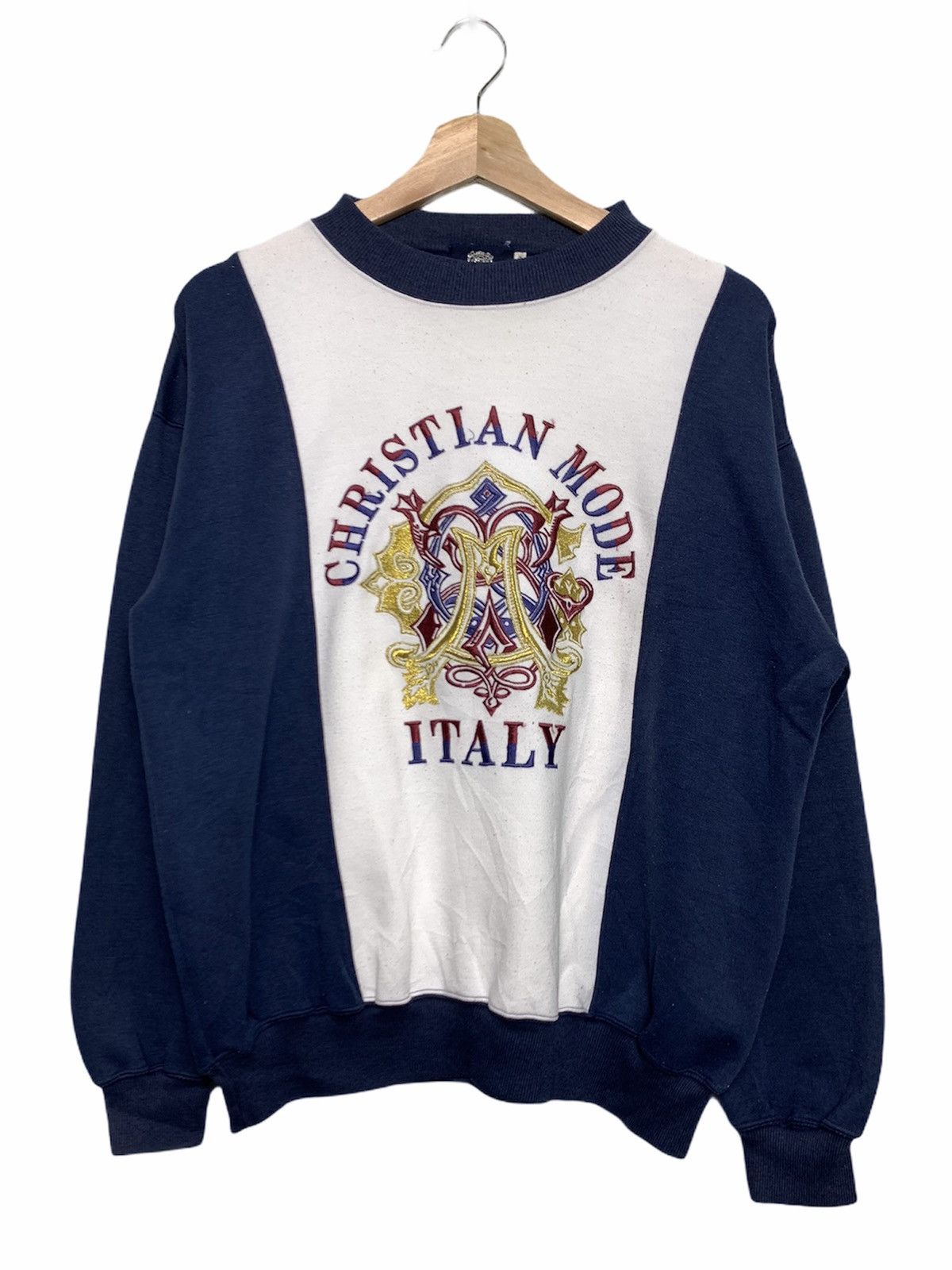 Designer Vintage Christian Mode Embroidered Crewneck Sweatshirt Size US M / EU 48-50 / 2 - 1 Thumbnail