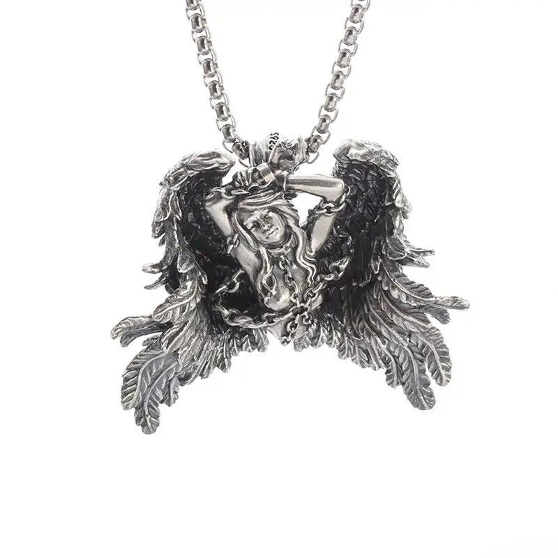 Jewelry Sexy Angel Wings Pendant Necklaces in Silver, Men's