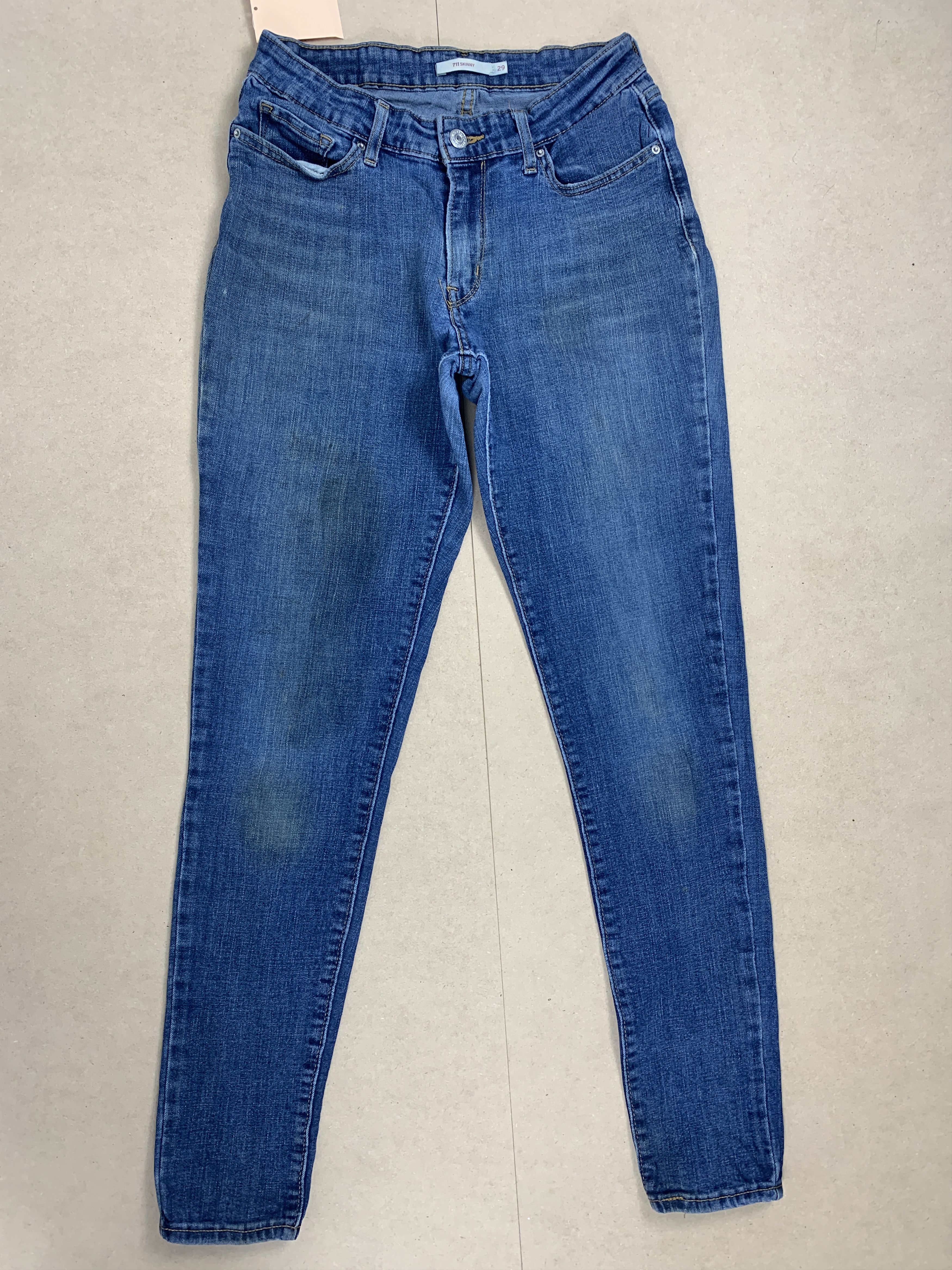 image of Levis x Vintage Levi's 711 Skinny Faded Jeans in Blue Denim, Women's (Size 25)