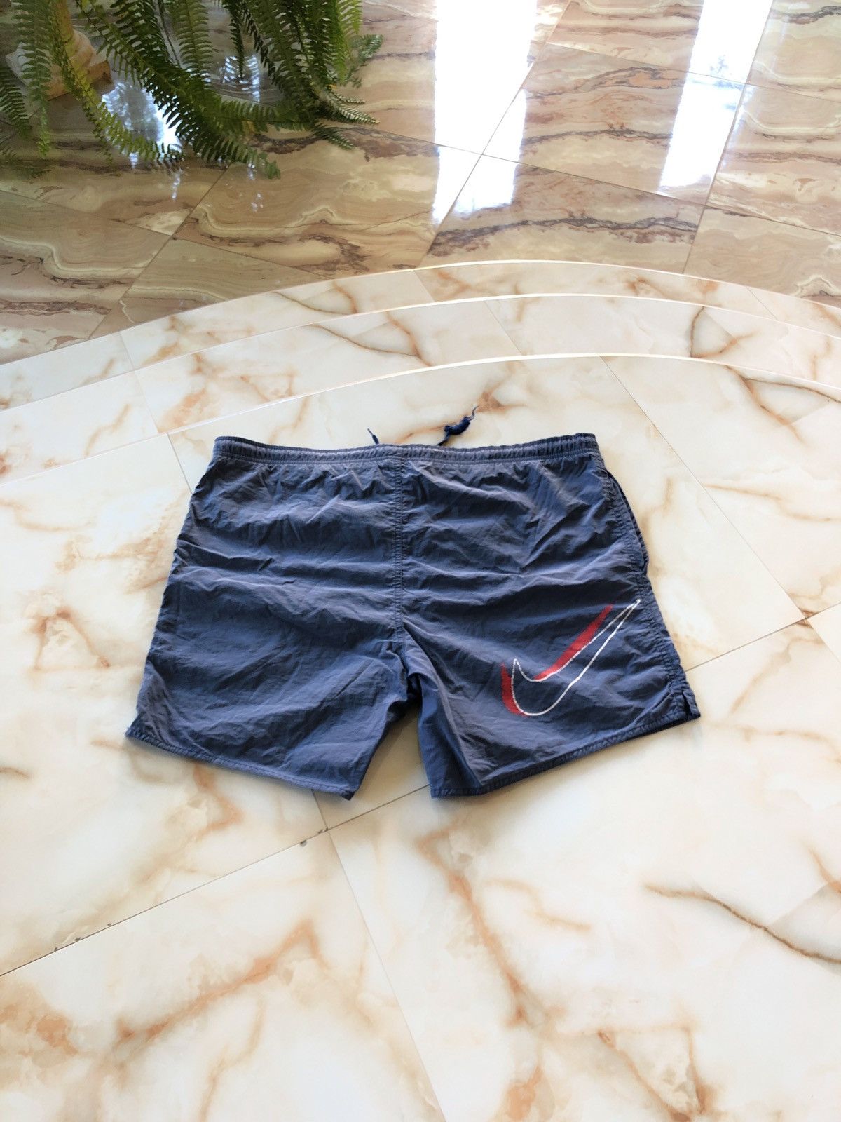 Nike × Vintage 90s Vintage Nike Bog Logo Swoosh Nylon Shorts Size US 33 - 1 Thumbnail