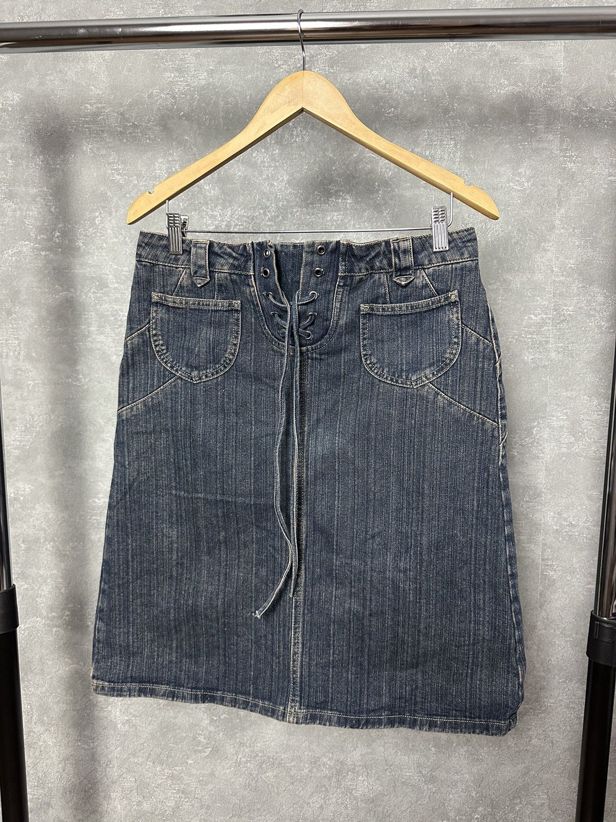 Japanese Brand × Vintage Vintage Blue Cotton Denim Skirt Size 34" / US 12 / IT 48 - 1 Thumbnail
