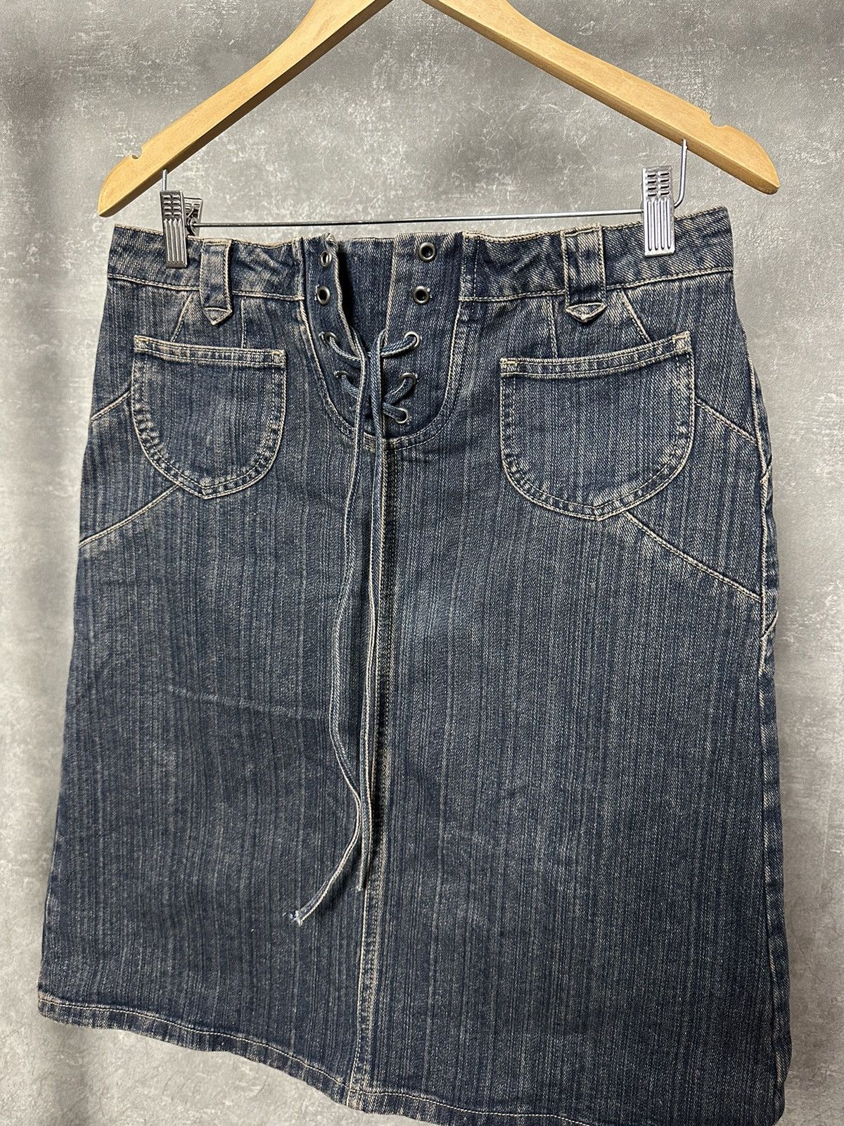 Japanese Brand × Vintage Vintage Blue Cotton Denim Skirt Size 34" / US 12 / IT 48 - 2 Thumbnail