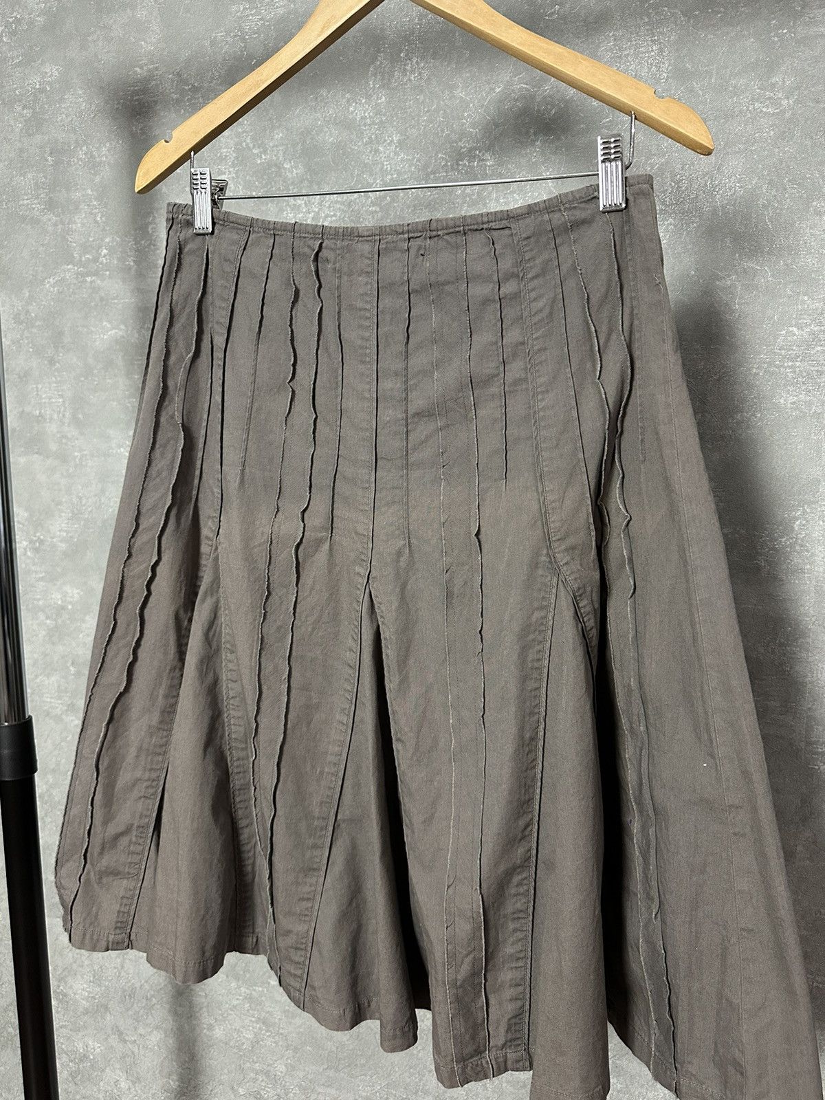 Japanese Brand × Vintage Vintage Embroidered Brown Cotton Flared Skirt Size 32" / US 10 / IT 46 - 6 Thumbnail