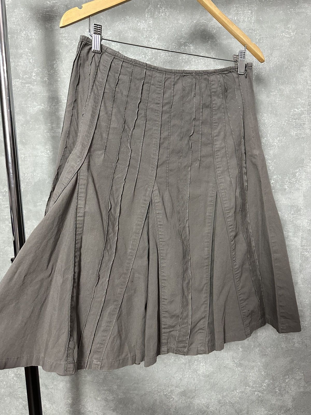 Japanese Brand × Vintage Vintage Embroidered Brown Cotton Flared Skirt Size 32" / US 10 / IT 46 - 3 Thumbnail