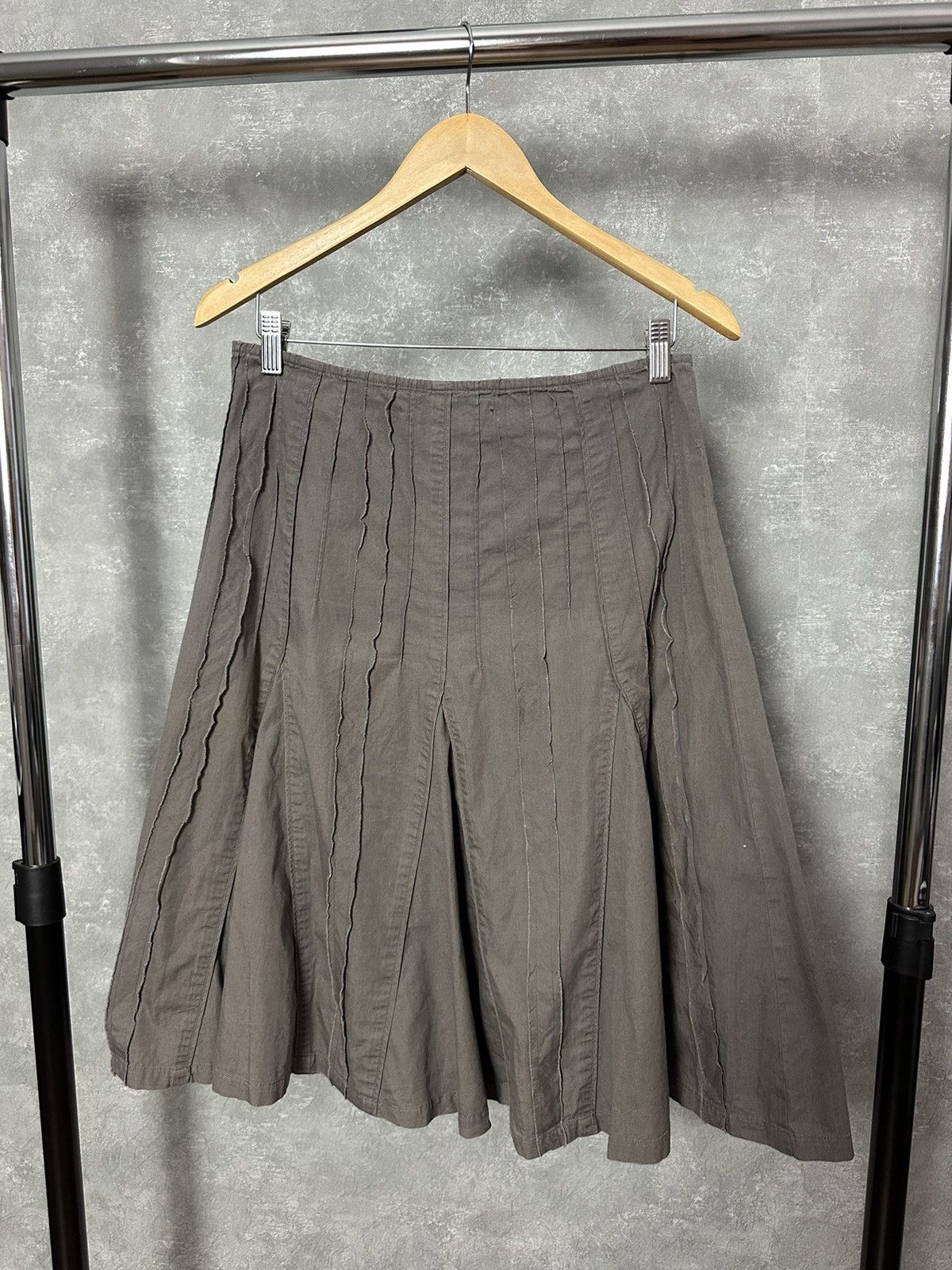 Japanese Brand × Vintage Vintage Embroidered Brown Cotton Flared Skirt Size 32" / US 10 / IT 46 - 5 Thumbnail