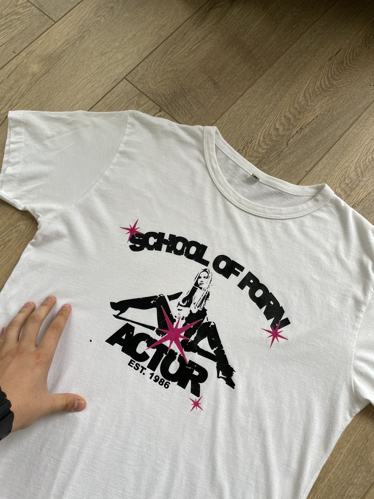 Vintage 90s School Of Porn Pussy Star Actor Tee Shirt Size M