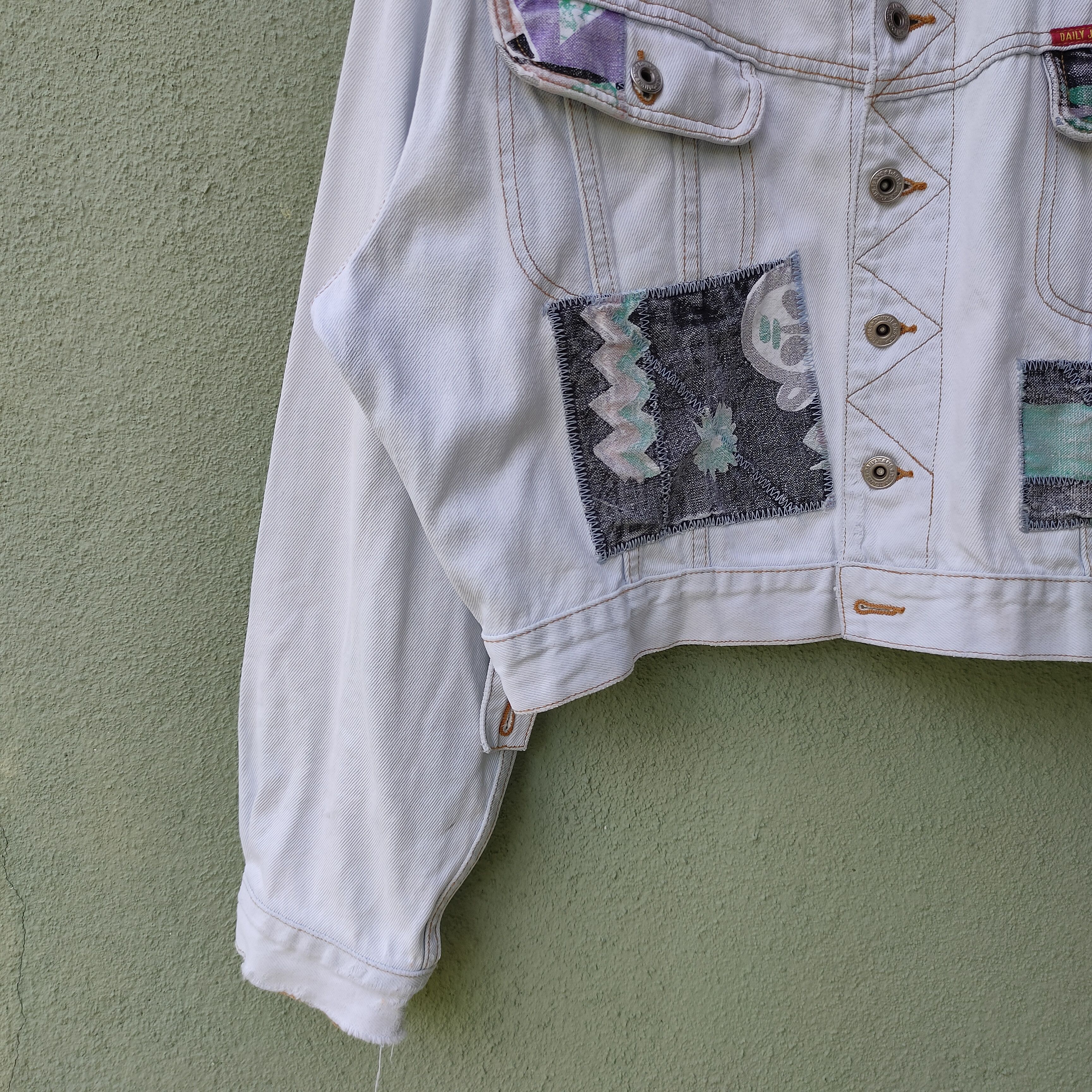 Vintage Vintage DAILY JEANS Patchwork Style Button Ups Rare Jacket Size US XL / EU 56 / 4 - 4 Thumbnail