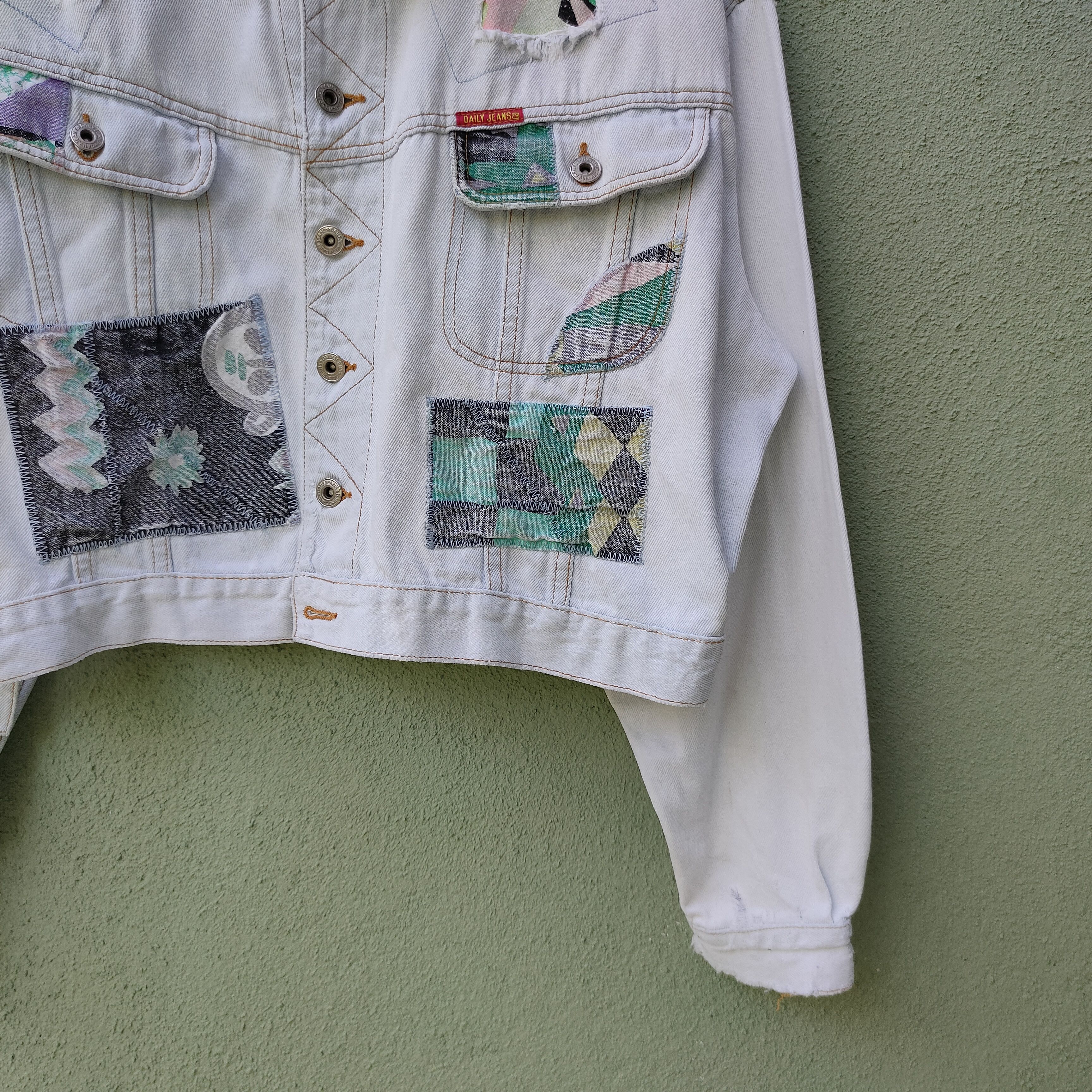 Vintage Vintage DAILY JEANS Patchwork Style Button Ups Rare Jacket Size US XL / EU 56 / 4 - 3 Thumbnail