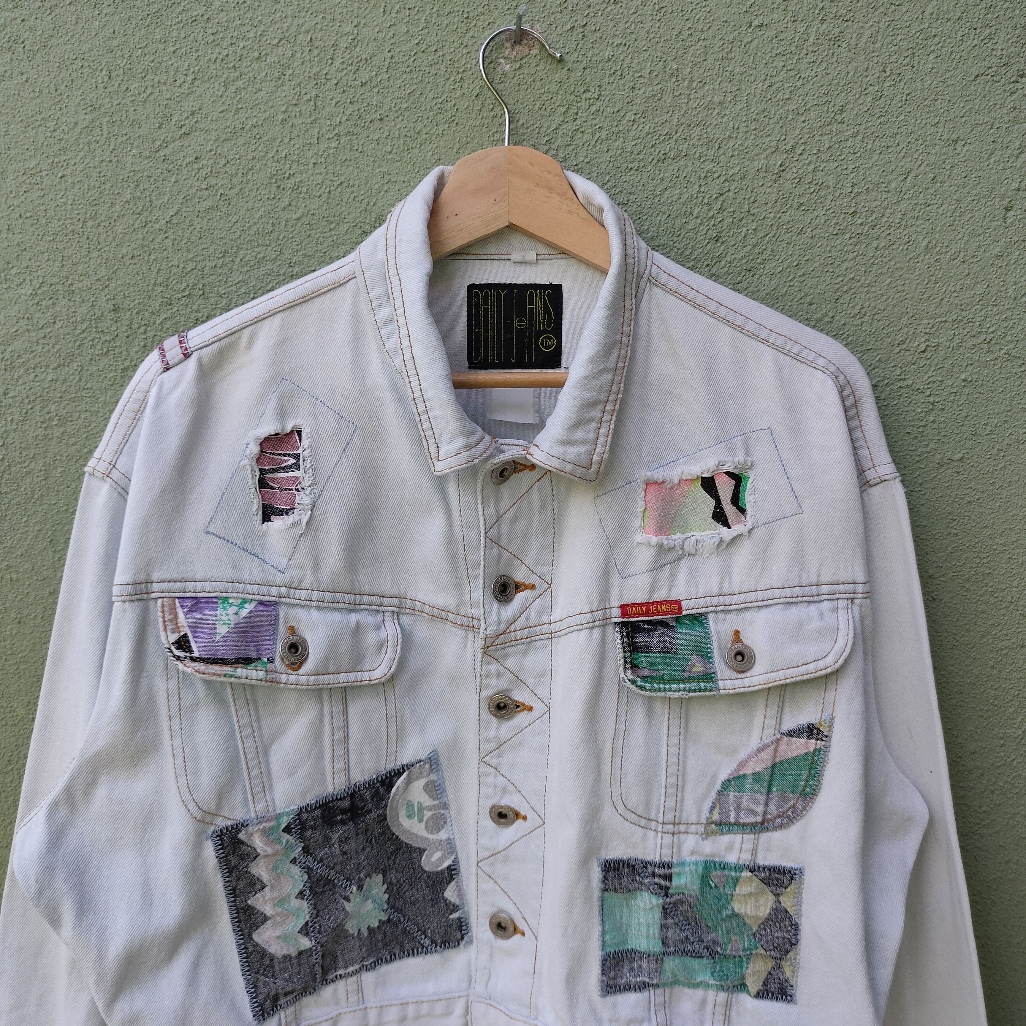 Vintage Vintage DAILY JEANS Patchwork Style Button Ups Rare Jacket Size US XL / EU 56 / 4 - 5 Thumbnail