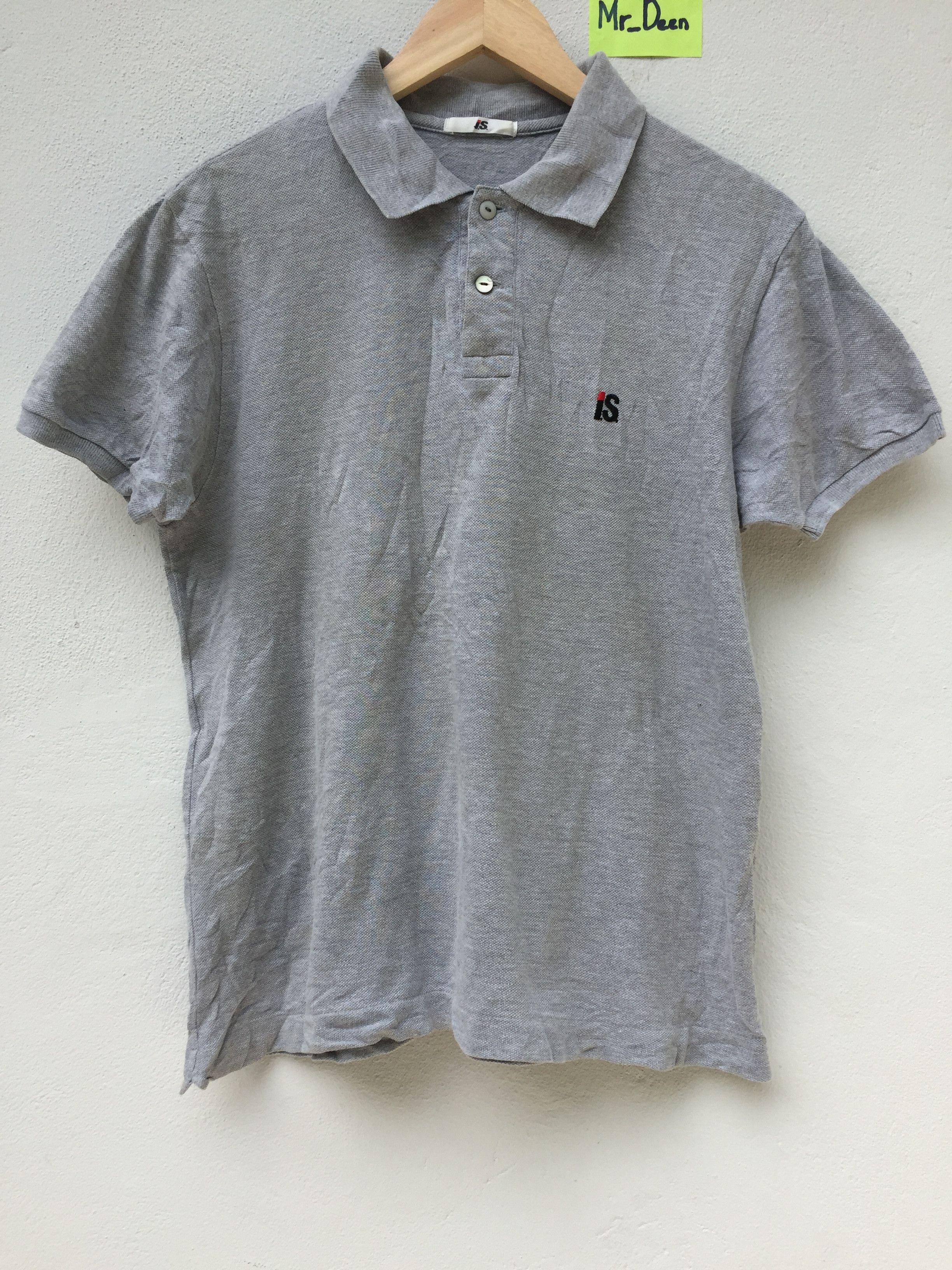 image of Vintage 90's Issey Miyake Embroidered Logo Polos in Grey White, Men's (Size Small)