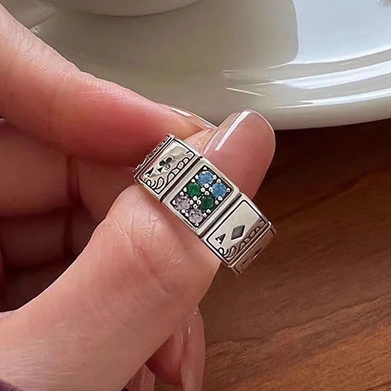 Other Punk Retro Playing Cards Zircon Ring Size ONE SIZE - 3 Thumbnail