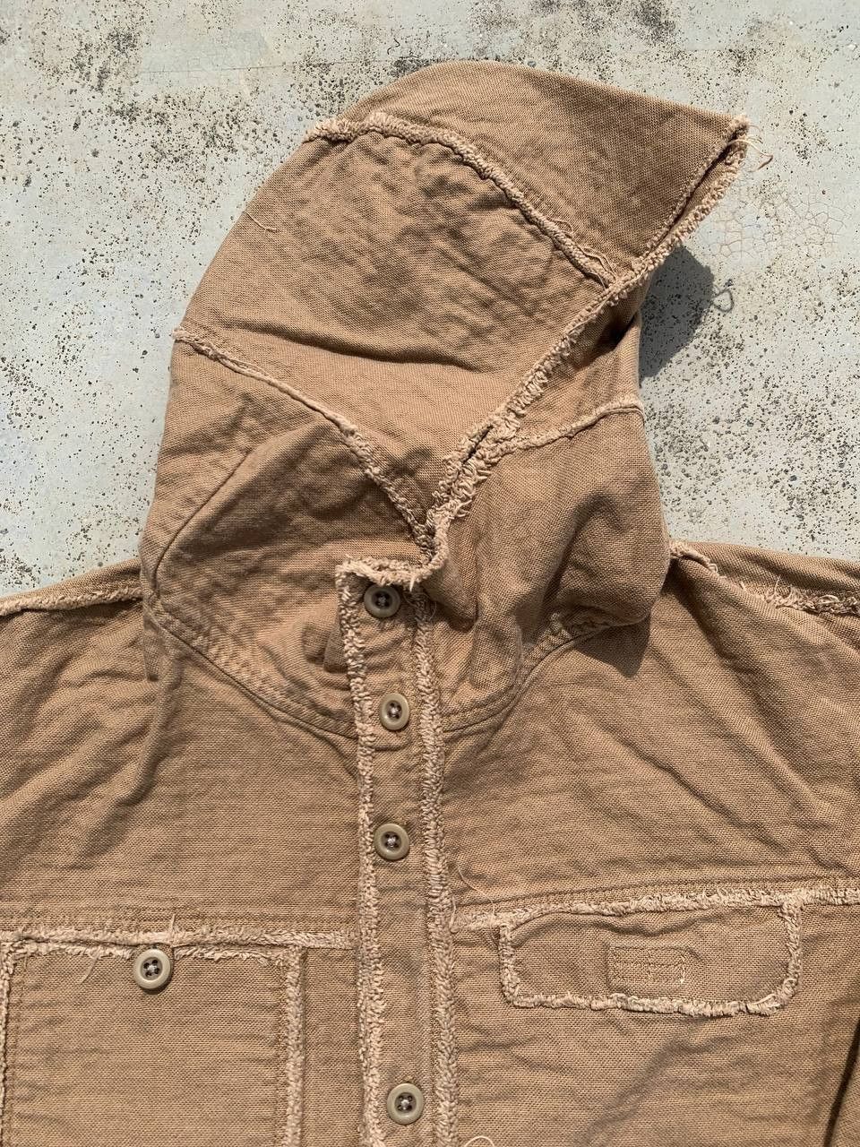 Japanese Brand Vintage IXIZ Inside Out Frayed Hooded Shirt Jacket Size US L / EU 52-54 / 3 - 3 Thumbnail