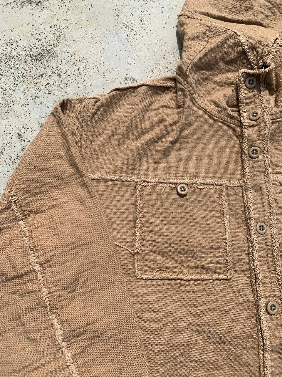 Japanese Brand Vintage IXIZ Inside Out Frayed Hooded Shirt Jacket Size US L / EU 52-54 / 3 - 7 Thumbnail