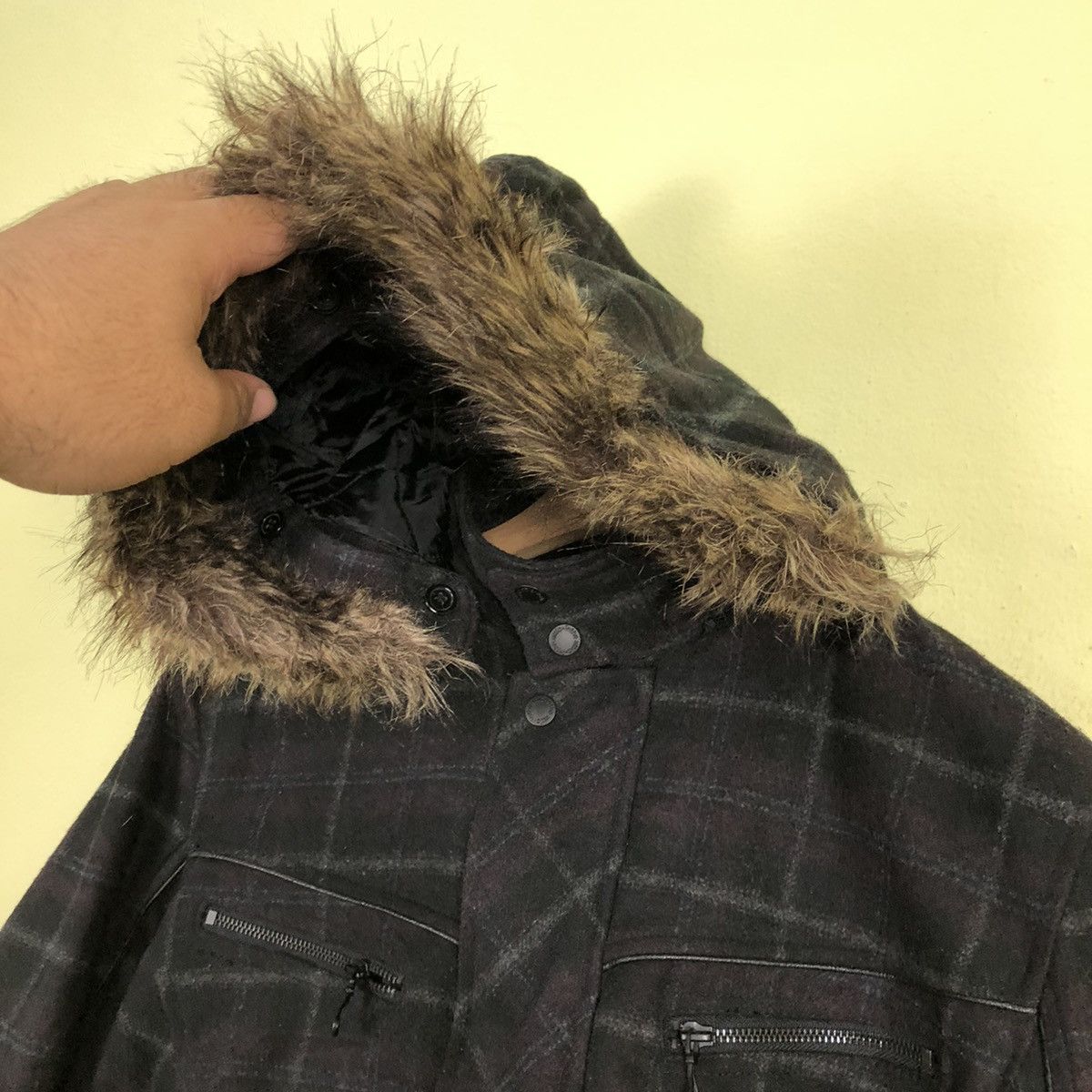 In The Attic VINTAGE CHORE BIKER JACKET IN THE ATTIC TARTAN FUR HOODIE Size US L / EU 52-54 / 3 - 5 Thumbnail