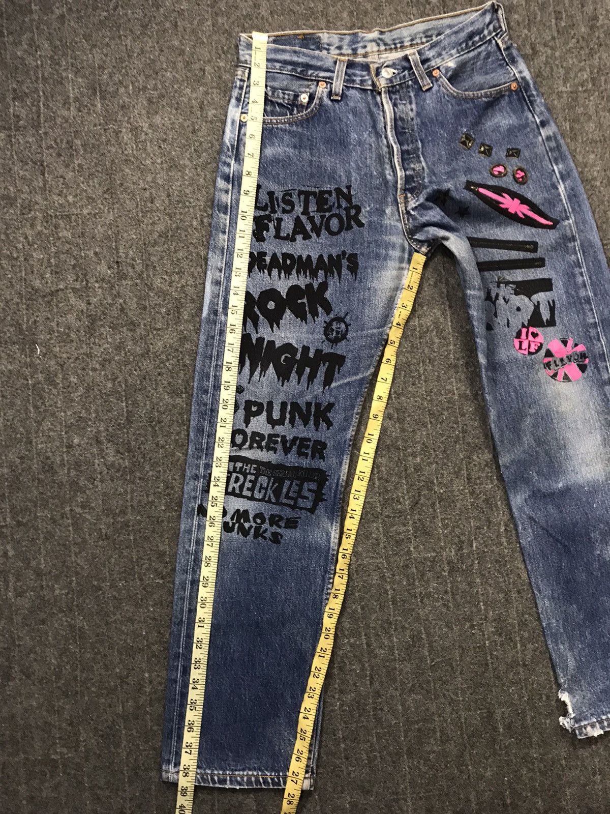 Band Tees Levis 501 Punk Rock Printed Denim Jeans Rocky Horror Size US 28 / EU 44 - 17 Thumbnail