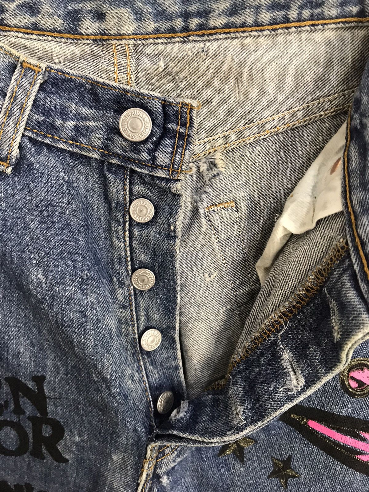 Band Tees Levis 501 Punk Rock Printed Denim Jeans Rocky Horror Size US 28 / EU 44 - 9 Thumbnail