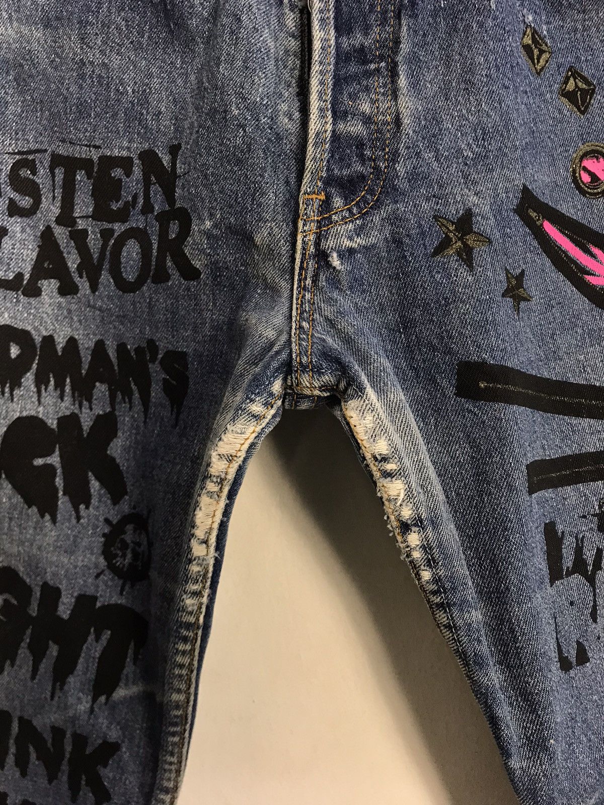 Band Tees Levis 501 Punk Rock Printed Denim Jeans Rocky Horror Size US 28 / EU 44 - 5 Thumbnail