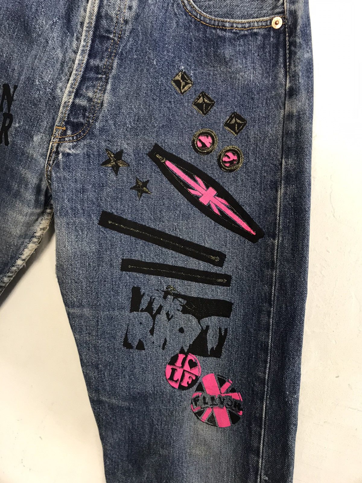 Band Tees Levis 501 Punk Rock Printed Denim Jeans Rocky Horror Size US 28 / EU 44 - 4 Thumbnail