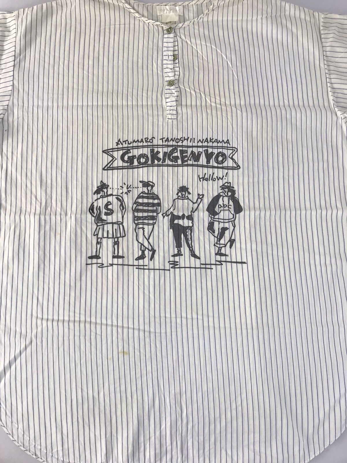 Japanese Brand 90s Curlmareare Gokigenyo Striped Hickory Half Button Up Size XXL / US 16-18 / IT 52-54 - 2 Thumbnail