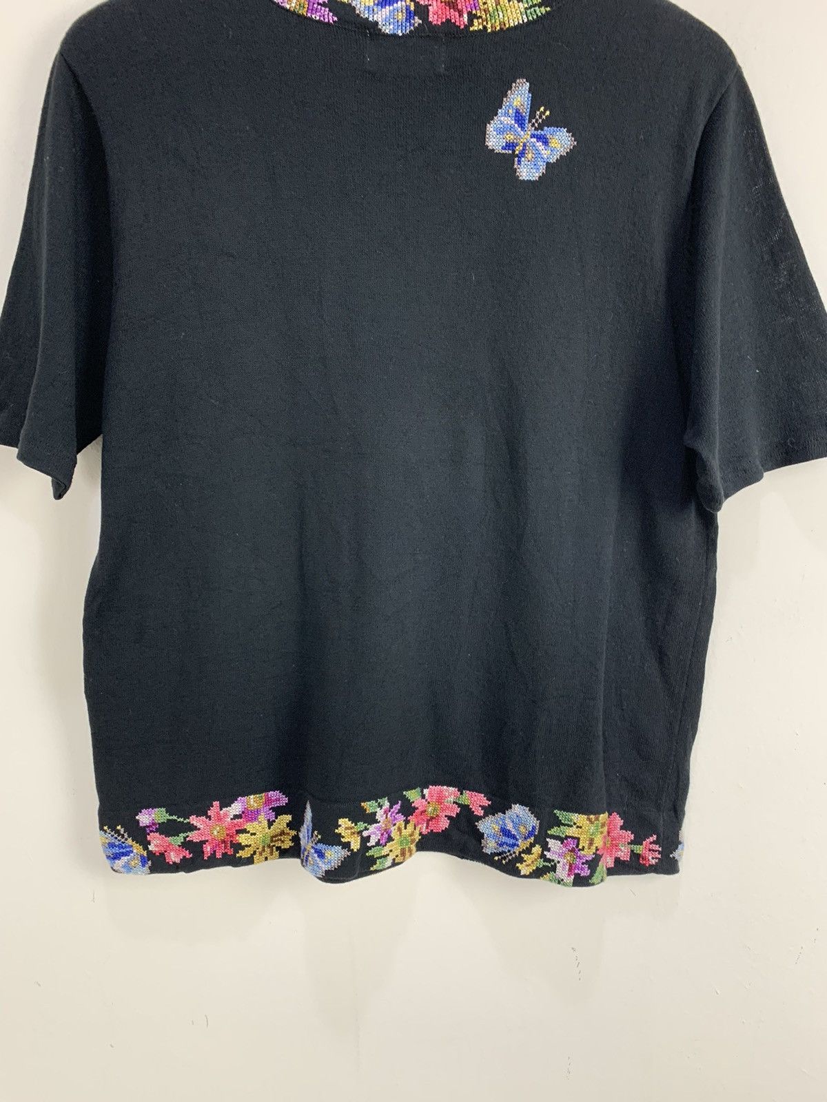 Designer VIA VERRI Embroidery Monogram Intarsia Flora Knitwear Shirt Size M / US 6-8 / IT 42-44 - 8 Thumbnail
