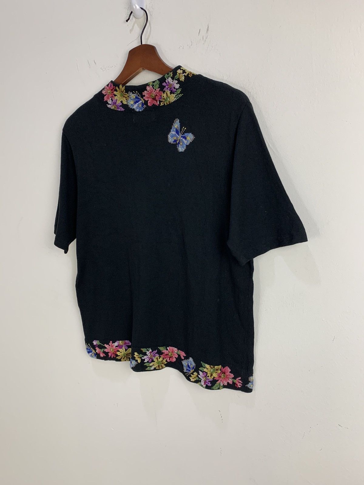 Designer VIA VERRI Embroidery Monogram Intarsia Flora Knitwear Shirt Size M / US 6-8 / IT 42-44 - 10 Thumbnail