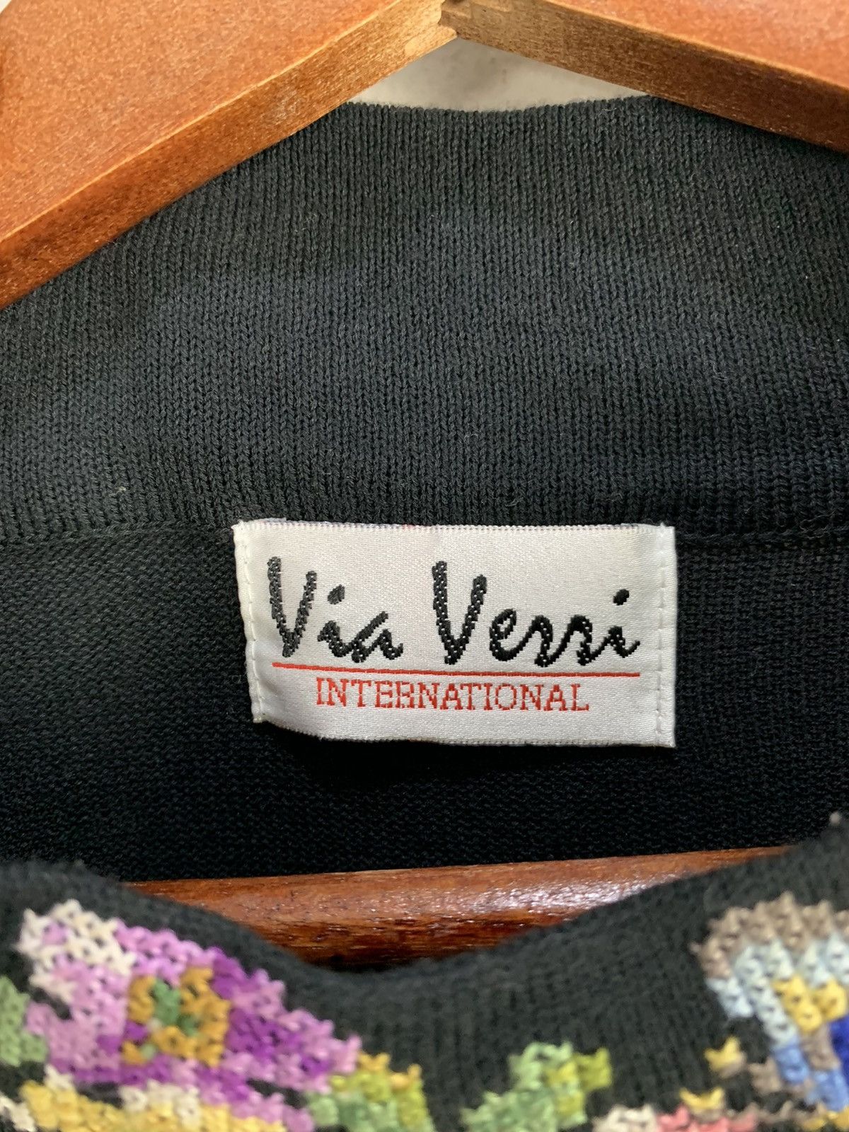 Designer VIA VERRI Embroidery Monogram Intarsia Flora Knitwear Shirt Size M / US 6-8 / IT 42-44 - 12 Thumbnail