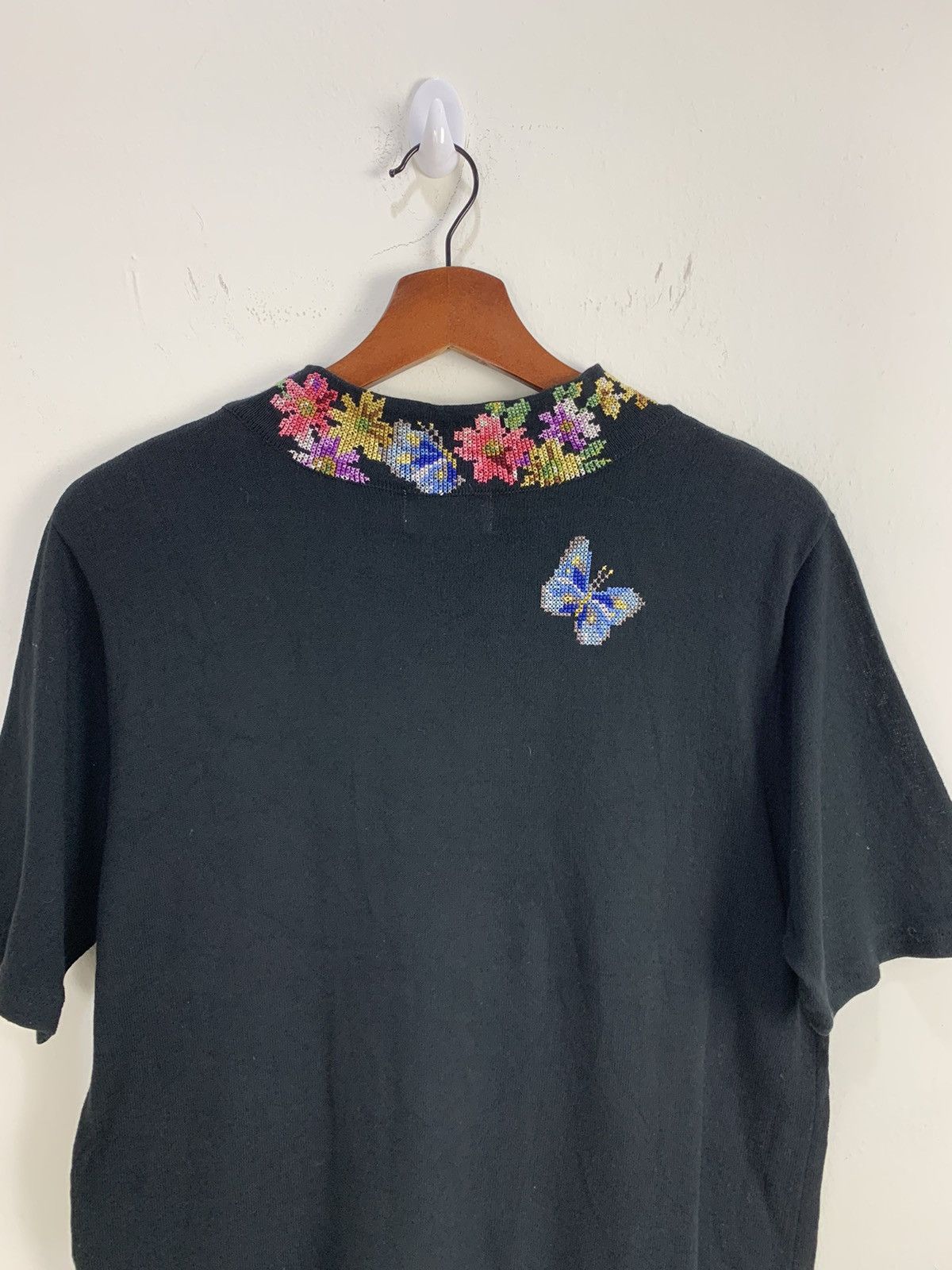 Designer VIA VERRI Embroidery Monogram Intarsia Flora Knitwear Shirt Size M / US 6-8 / IT 42-44 - 7 Thumbnail