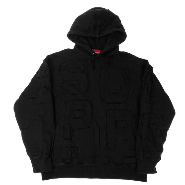 Supreme cutout letters store hooded sweatshirt black