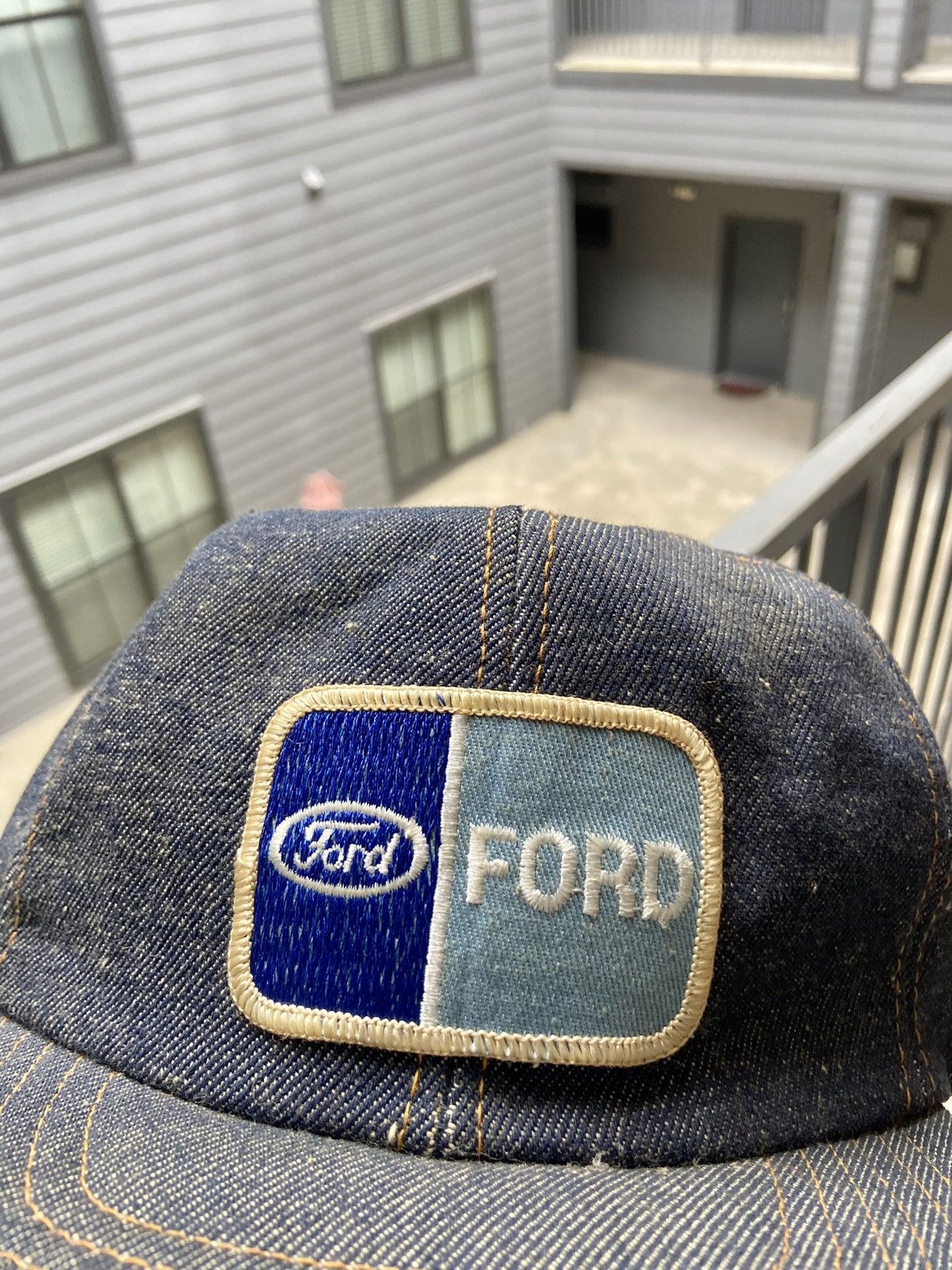 Ford × Vintage Vintage 70’s Ford Motors Denim Trucker Hat Size ONE SIZE - 2 Thumbnail