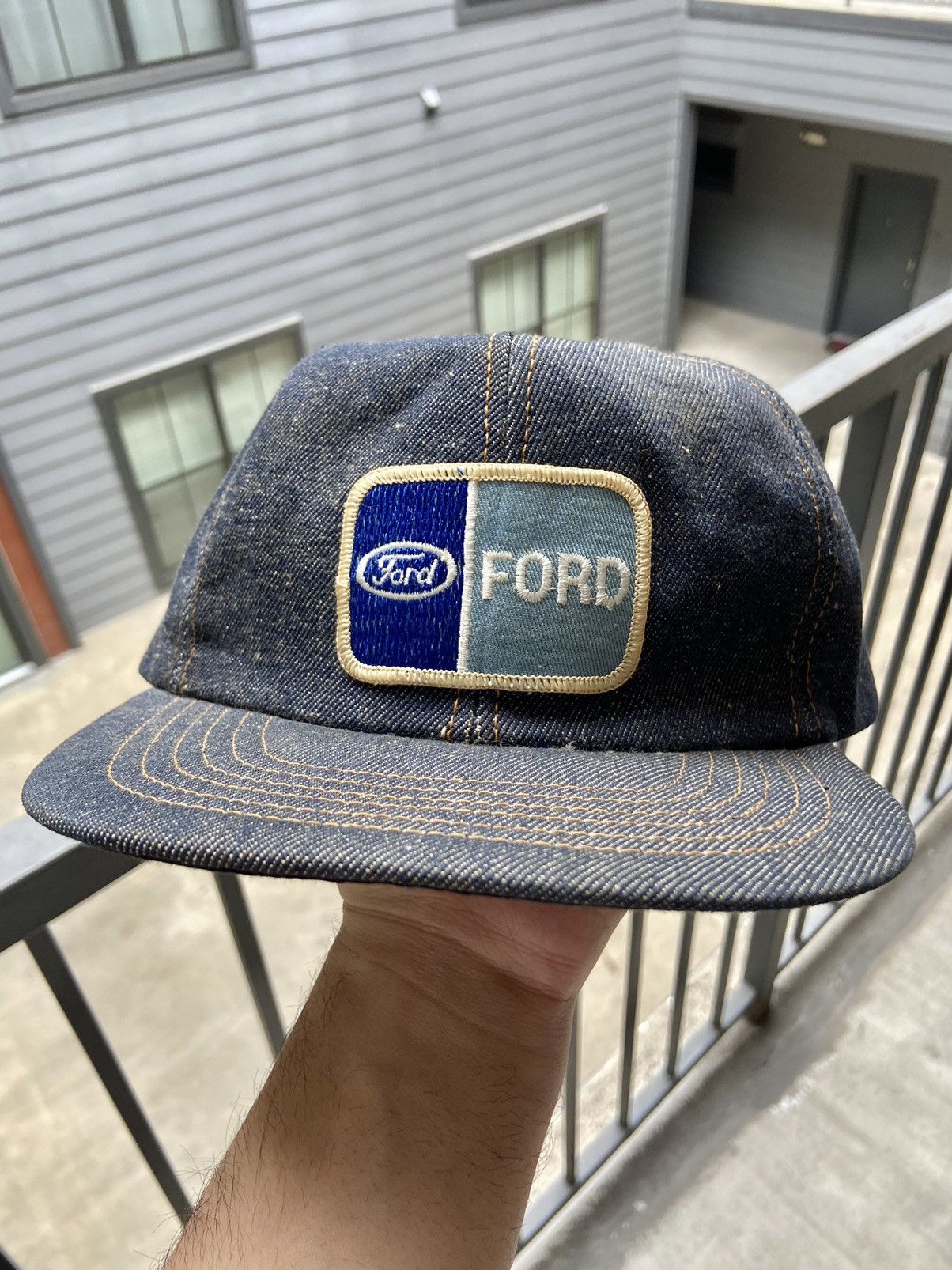 Ford × Vintage Vintage 70’s Ford Motors Denim Trucker Hat Size ONE SIZE - 1 Thumbnail