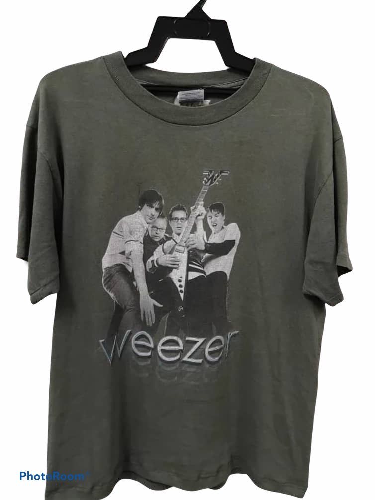 image of Band Tees x Rock Tees Vintage Weezer Band Tee 00S in Green, Men's (Size Large)