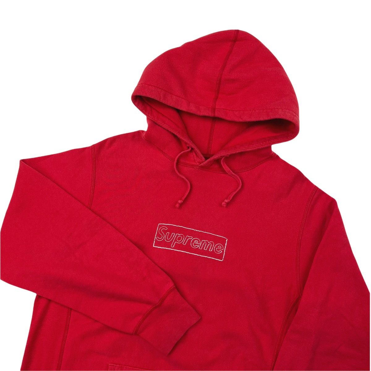 image of Supreme X Kaws 2011 Box Logo Hoodie in Red, Men's (Size Medium)