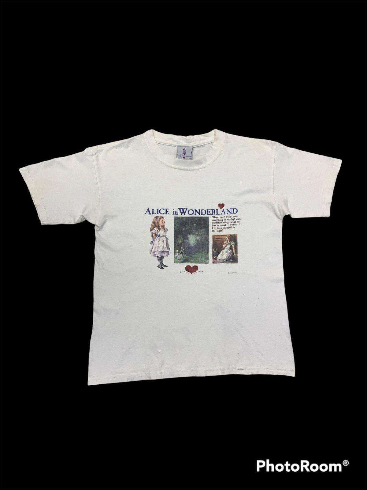 image of Cartoon Network x Disney Vintage 2001 Alice In Wonderland By Lewis Caroll Shirt in White (Size Smal